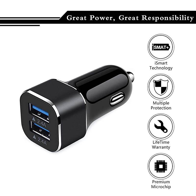 Car Charger Dual Phone Car Charger 48Amp 2Pack Car Adapter Mini Dual USB Port USB Car Charger Compatible for Samsung Galaxy A10e A20 A50 iPhone 11 Pro MaxXs MaxXsXRX876S6 Plus LG