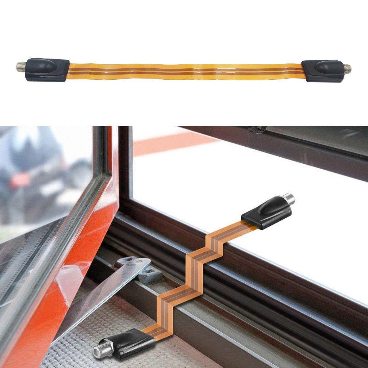 YXQ Ghost Wire Flat RG6 Coax Jumper Cable Connector F Type Female to Female Extreme Slim for Windows and Door 1Feet Length, 2-Piece