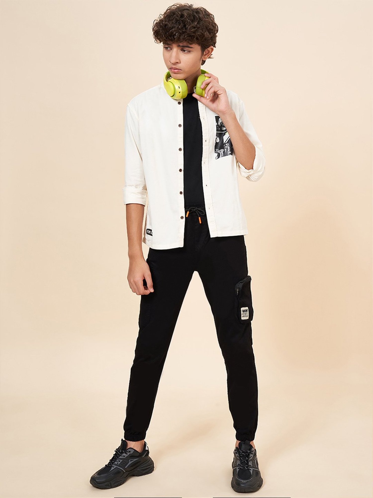 Coolsters by Pantaloons Kids Off White Cotton Printed Full Sleeves Shirts