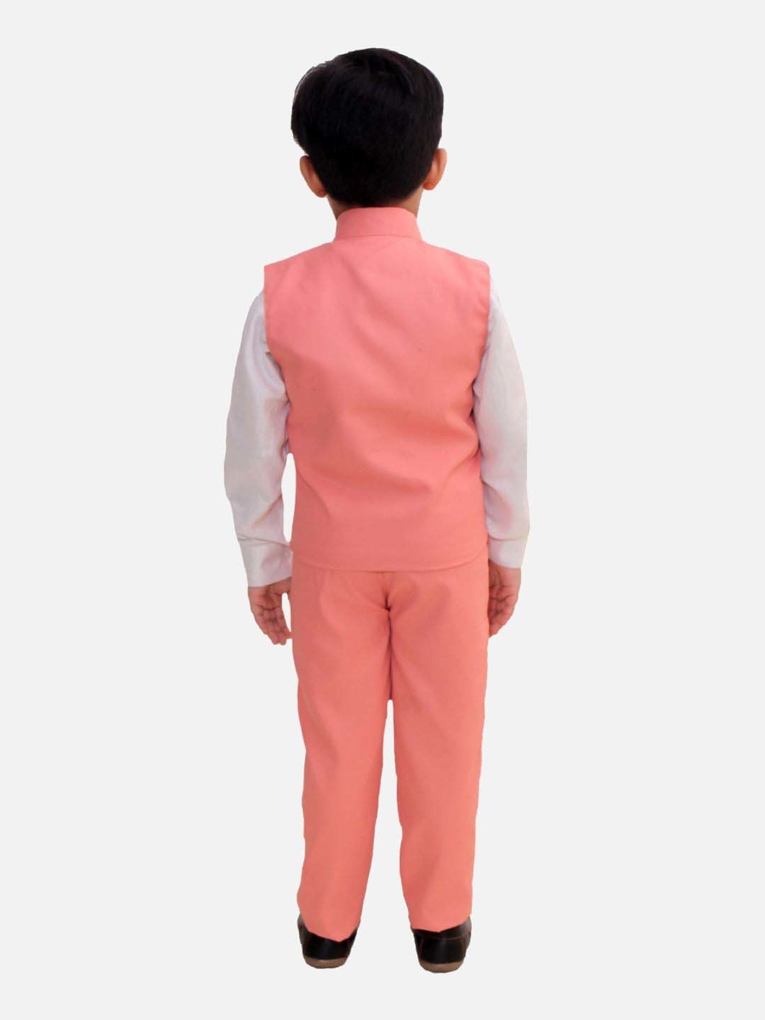 Fourfolds Boys Pink Solid Full Sleeves Clothing Set