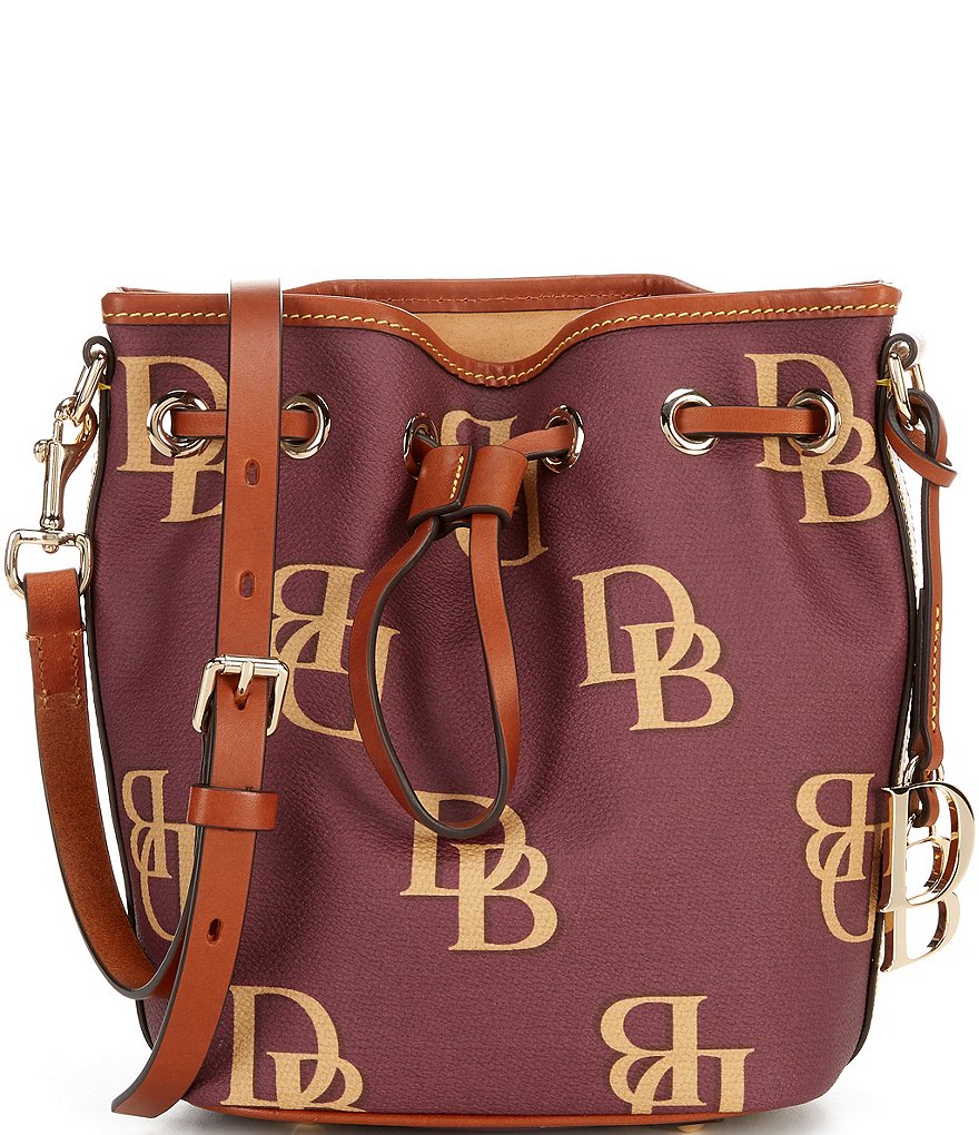 Dooney & Bourke Signature Monogrammed Collection Small Drawstring Bucket Bag