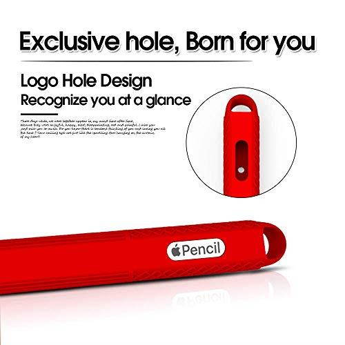 Silicone Case Compatible with Apple MU8F2AMA Pencil 2nd Generation Holder Sleeve Skin Pocket Cover Accessories for iPad Pro 3rd GenerationProtective Nib Covers Red