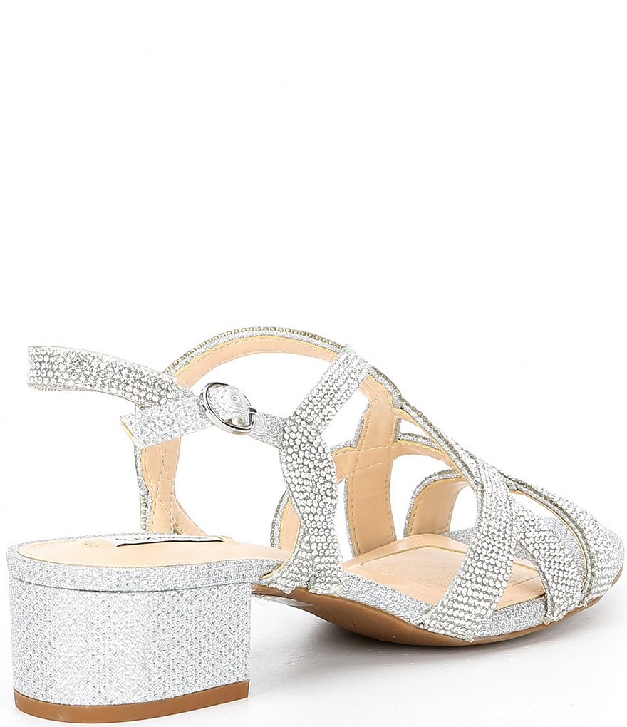 Alex Marie Crennan Rhinestone Strappy Block Heel Dress Sandals