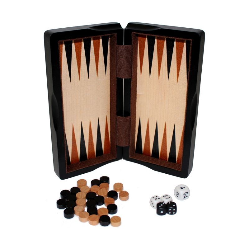 John N. Hansen Co. Classic Game Collection - 8" Magnetic Dark Wood 3 in 1 Game Set