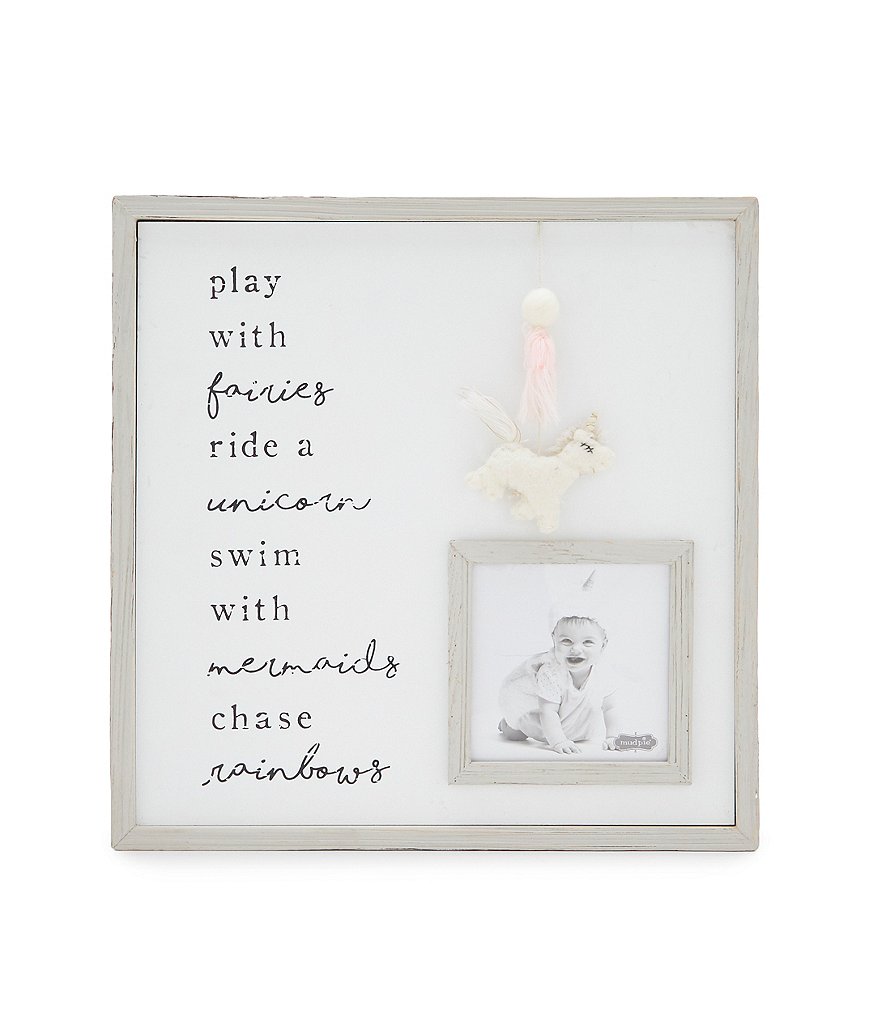 Mud Pie Chase Rainbows Pink Unicorn Tassel Picture Frame Nursery Decor