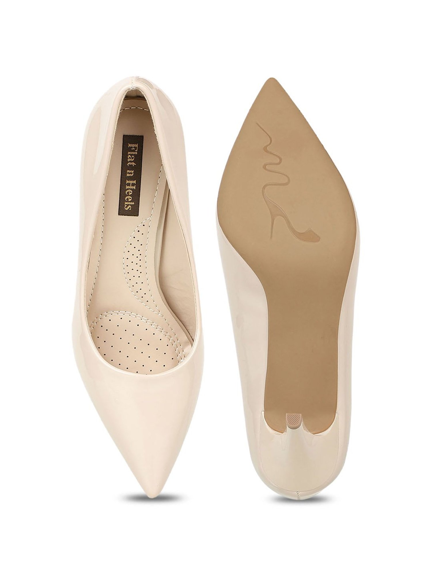Flat N Heels Women's Cream Stiletto Pumps