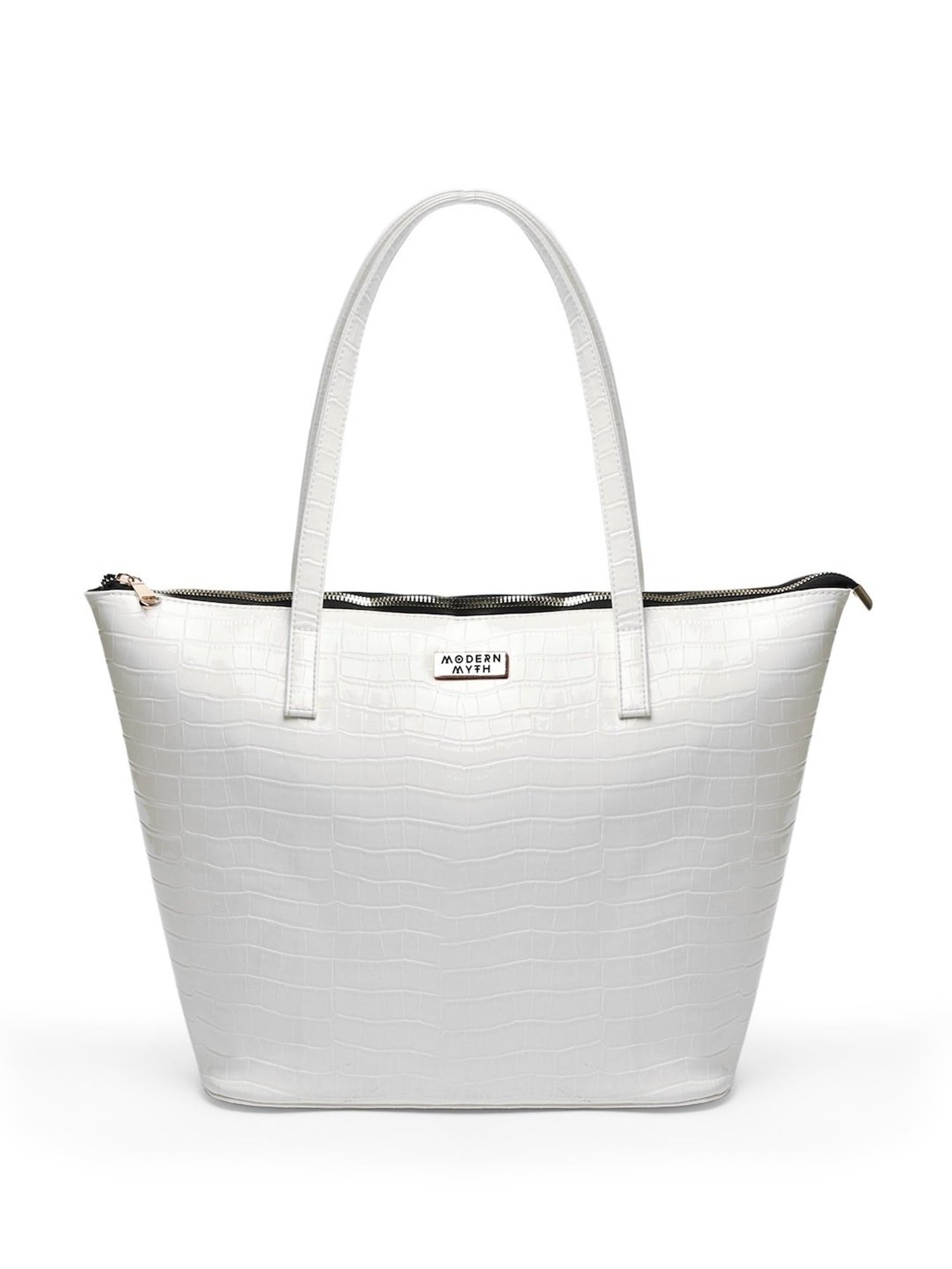 Modern Myth Epic White Textured Large Tote Bag