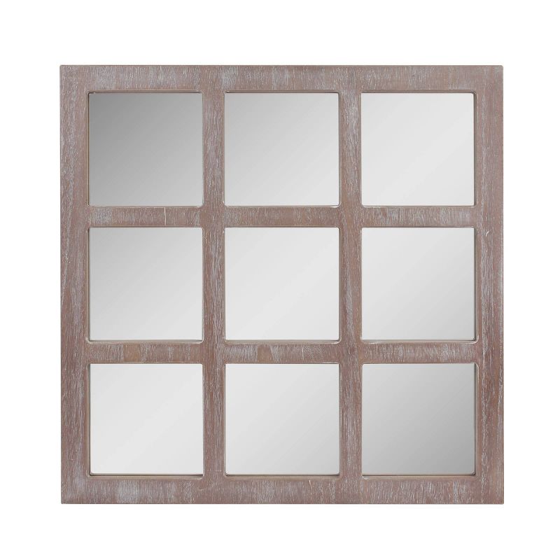 23.5" x 23.5" Rustic 9-Panel Window Pane Decorative Wall Mirror White - Stonebriar Collection