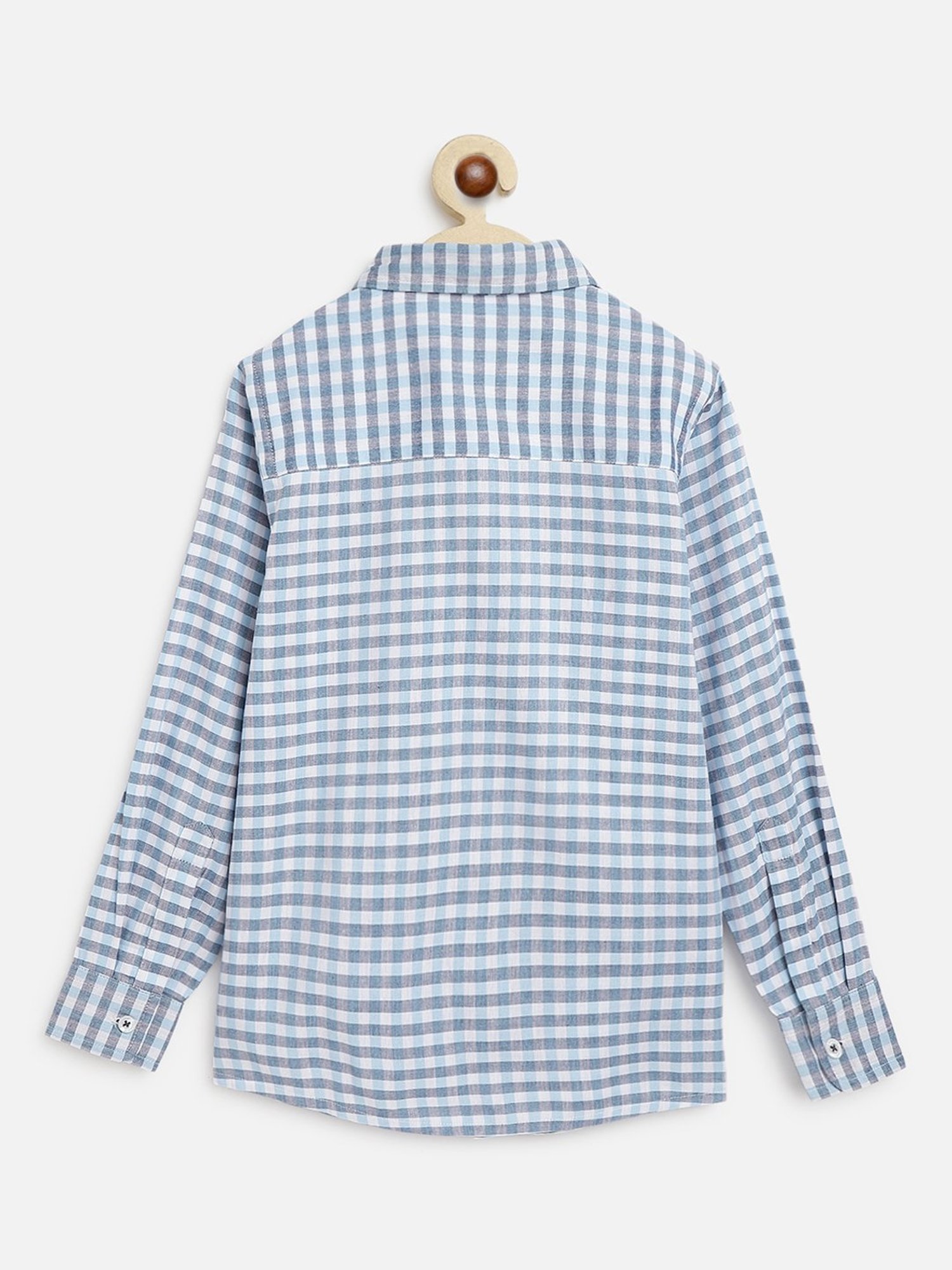 Campana Kids Blue & Grey Checks Full Sleeves Shirt