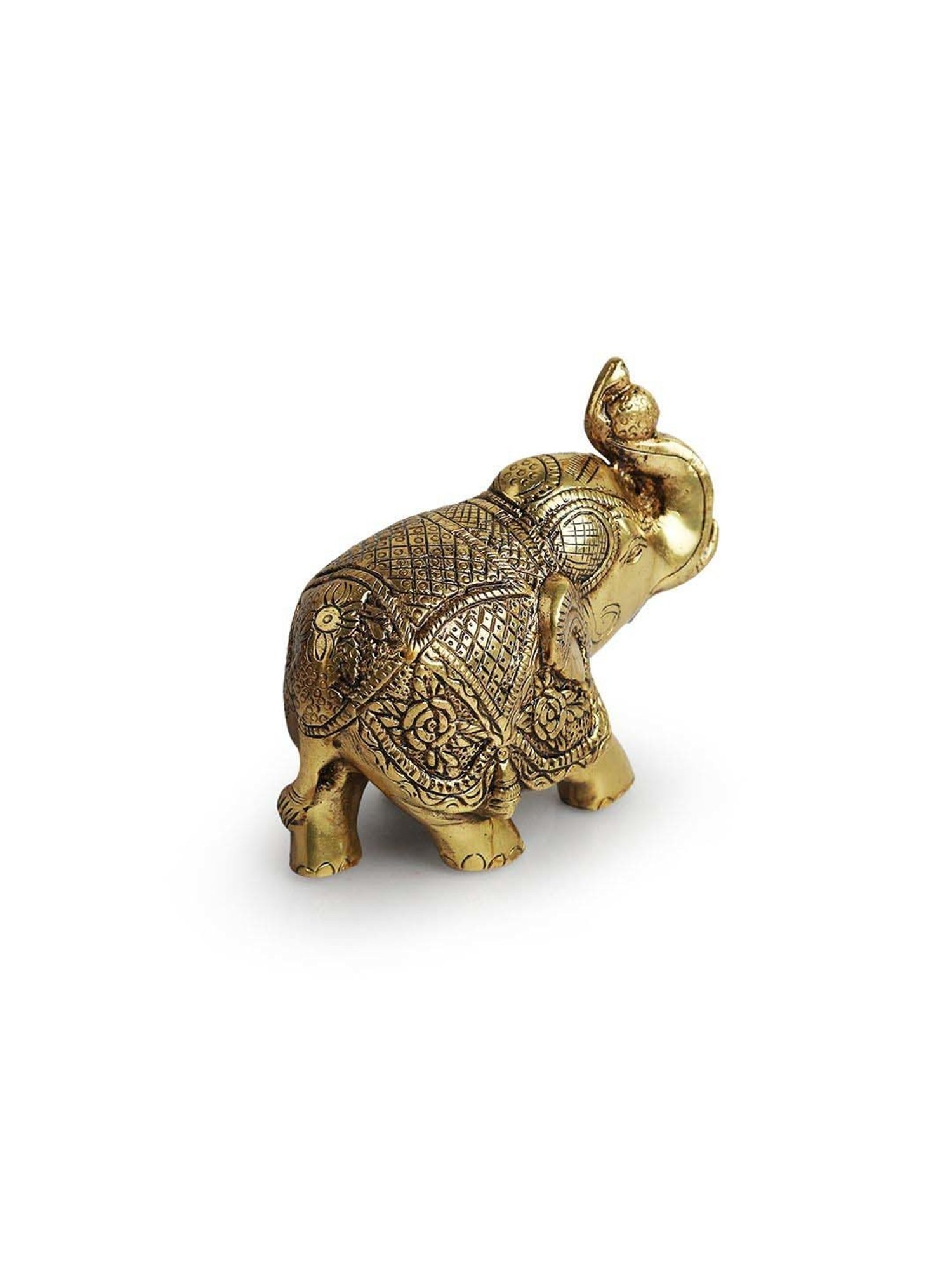 ExclusiveLane Golden Brass Elephant Decorative Showpiece Figurine