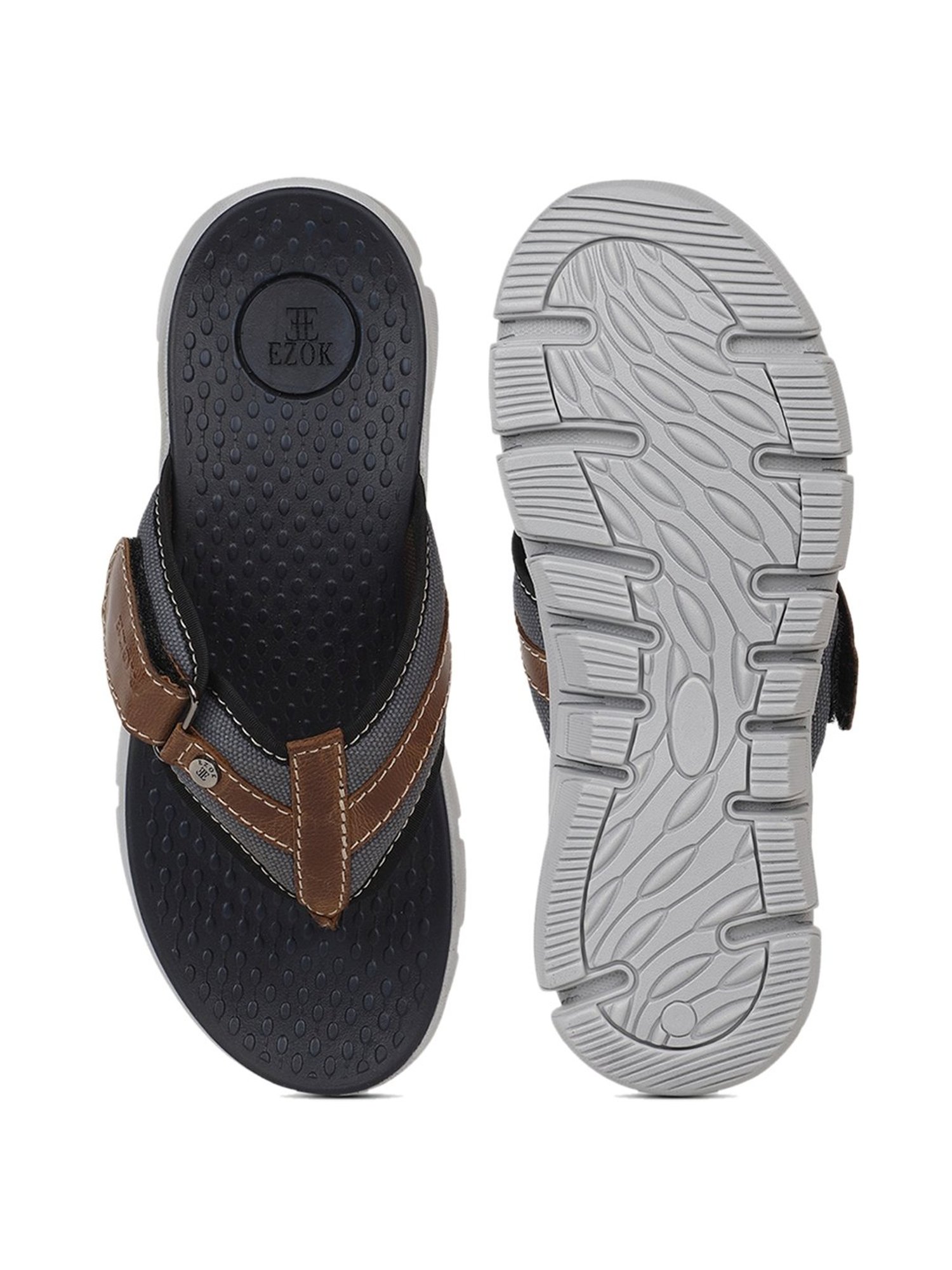 EZOK Men's Brown Thong Sandals