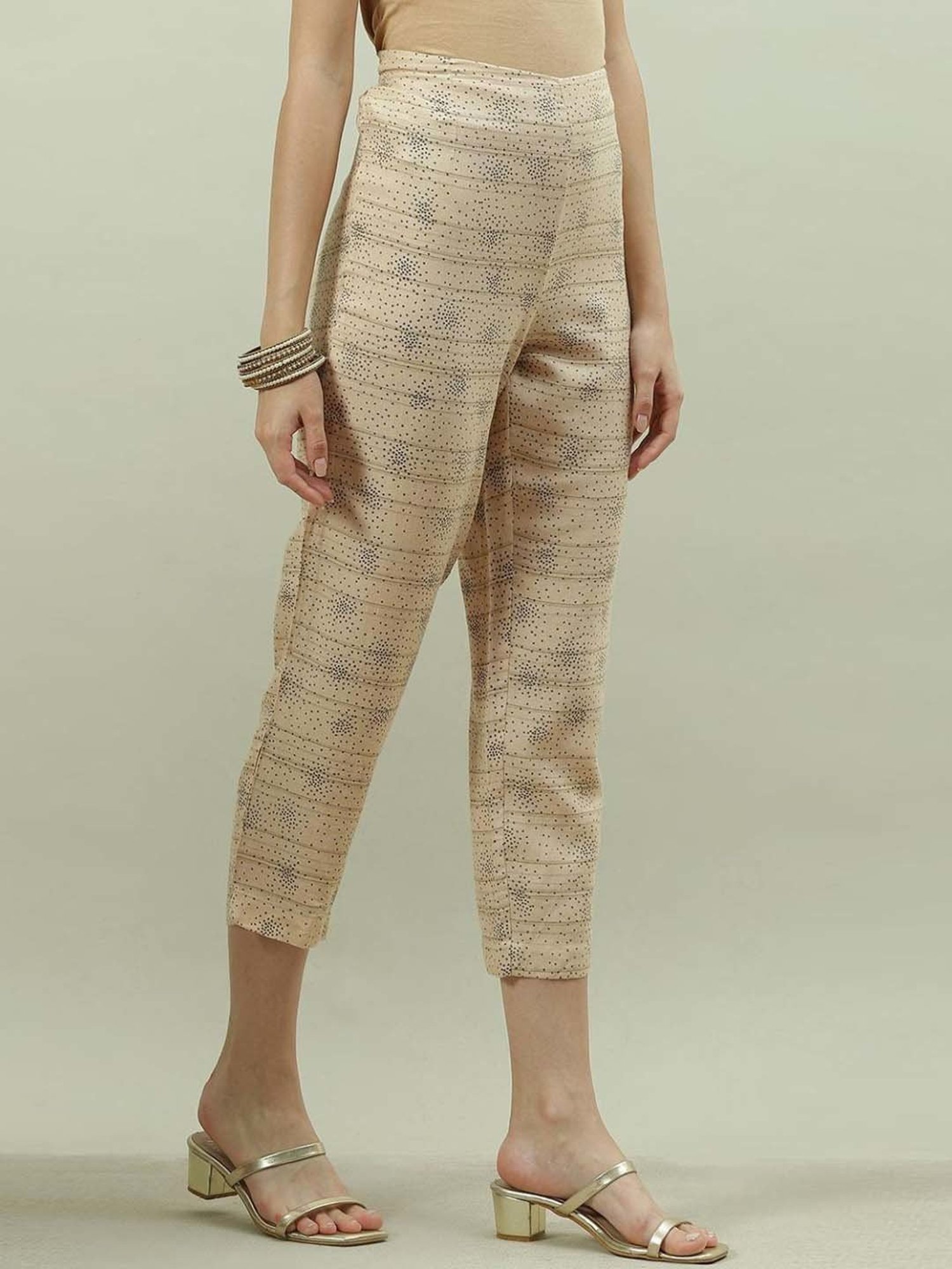 Biba Beige Printed Pant