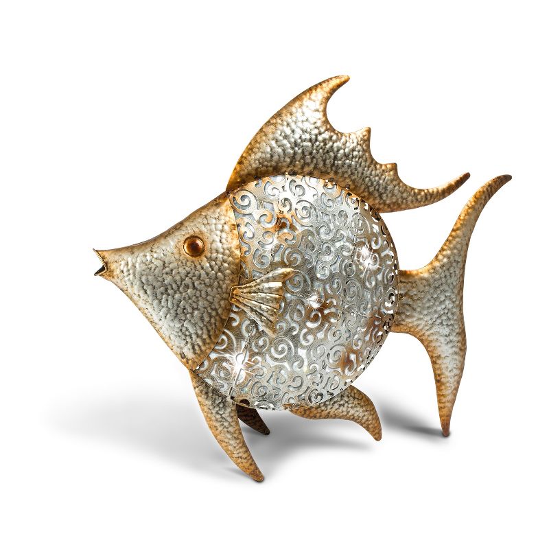 Garden Meadow 18-Inch High Metal and PVC Tropical Fish, Silver