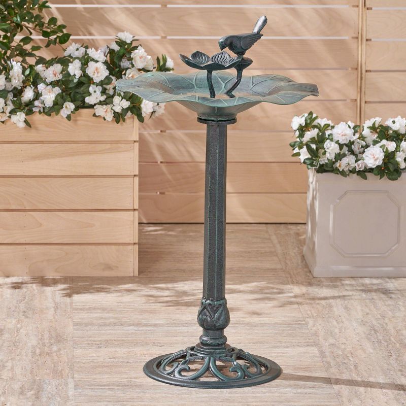 33.5" Sandberg Aluminum and Iron Bird Bath - Christopher Knight Home