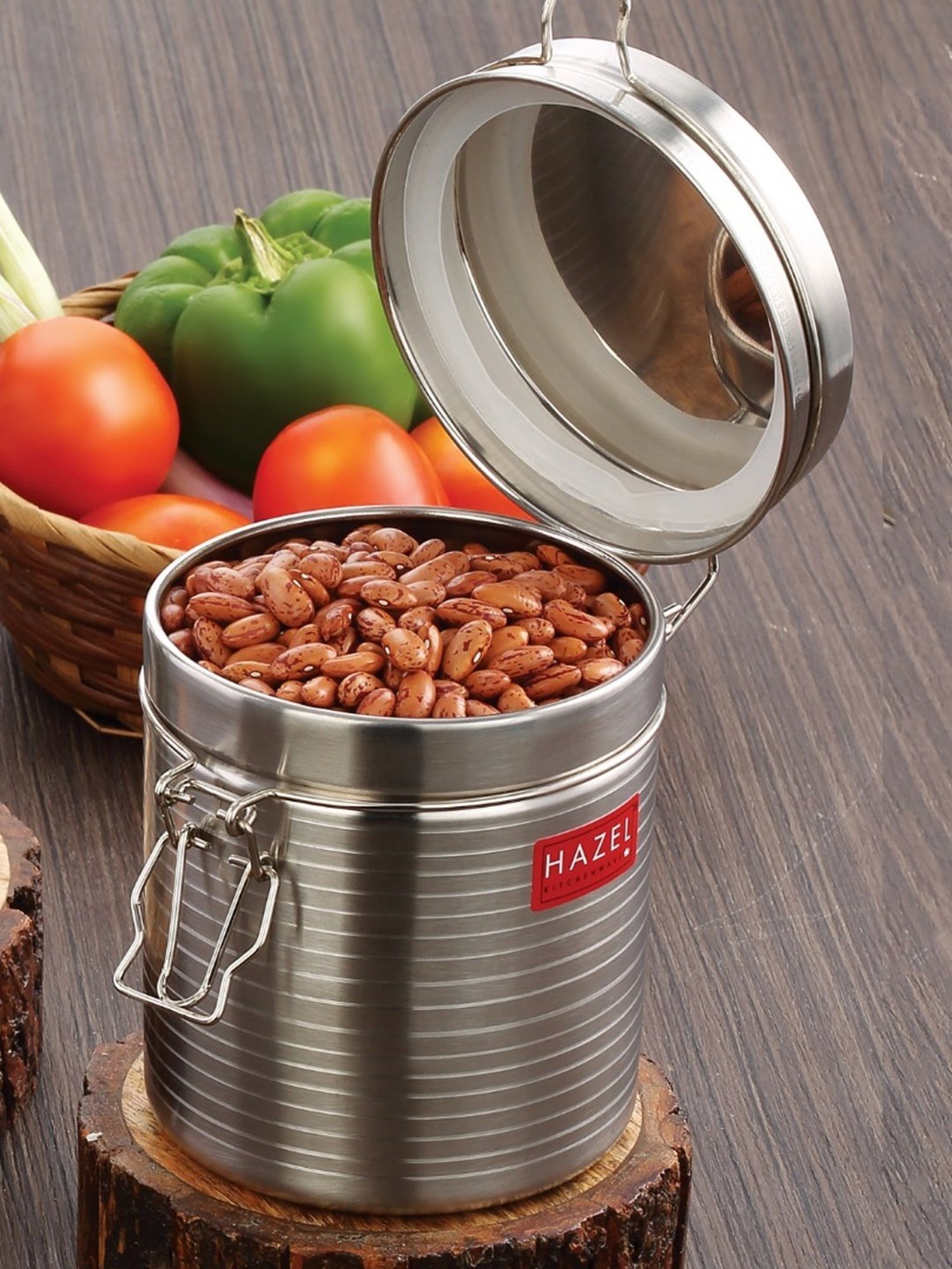 HAZEL Silver Stainless Steel Container with Clip Lock (0.9L)