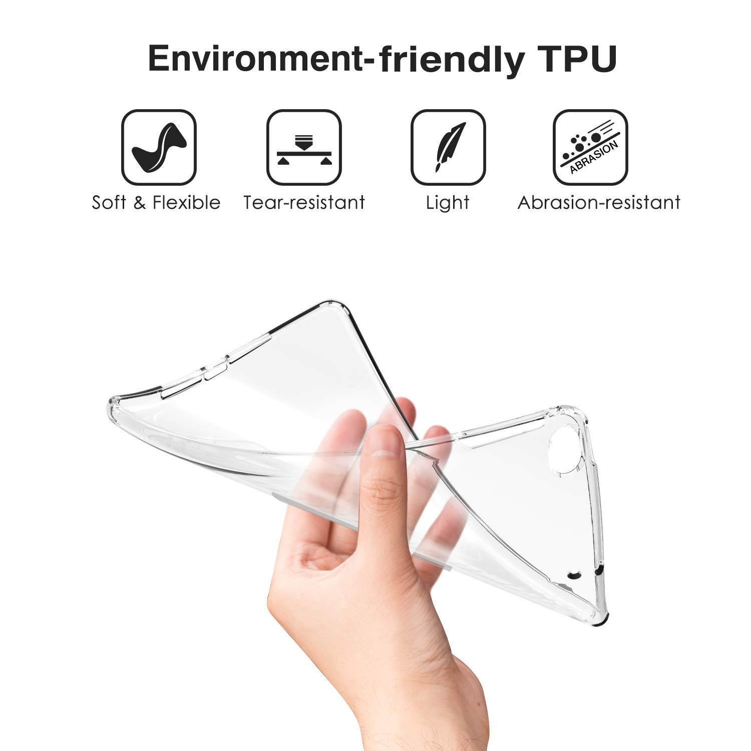 MoKo Case Fit New iPad Mini 5 2019 (5th Generation 7.9 inch) - Clear Grip Soft Flexible Transparent TPU Skin Shockproof Rubber Bumper Back Cover Protector - Clear