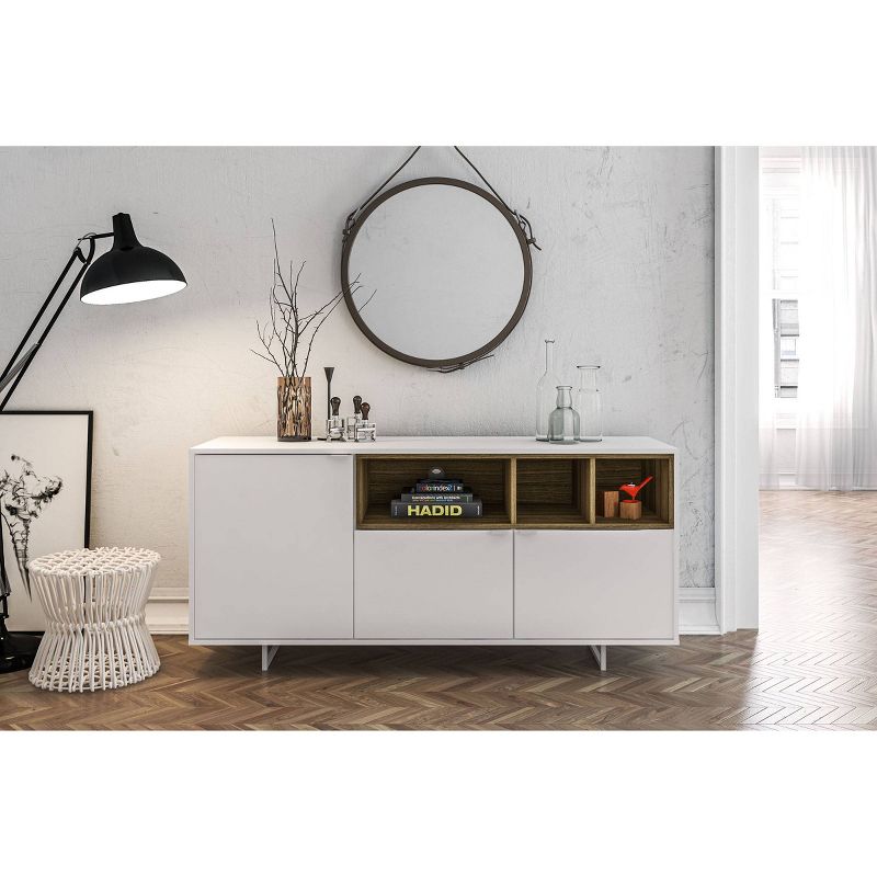 60" Carson Tv Stand White/Walnut - Chique