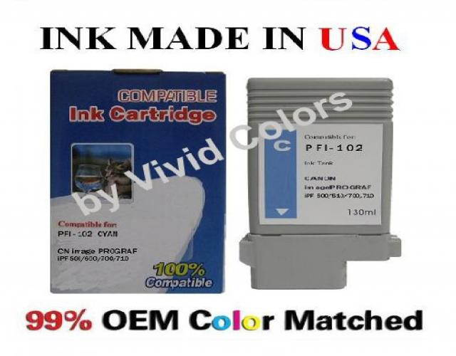 pfi-102c cyan ink cartridge for Canon ipf605 printer