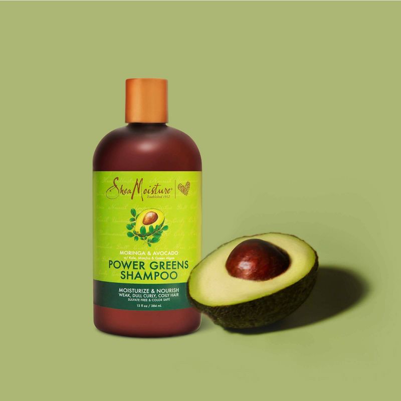SheaMoisture Power Greens Sulfate Free Shampoo for Curly Hair Moringa and Avocado - 13 fl oz