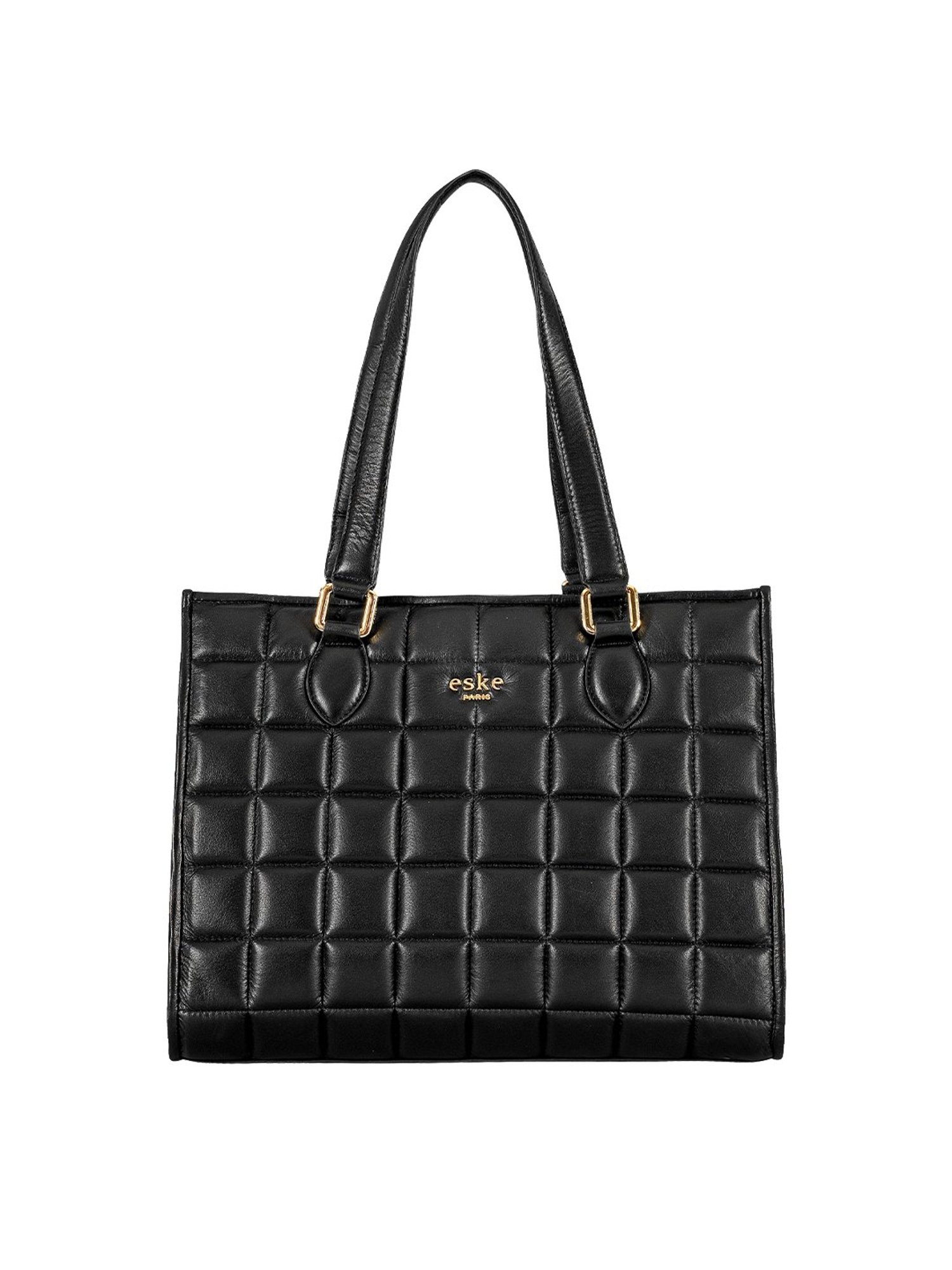 Eske Black Quilted Large Tote Handbag