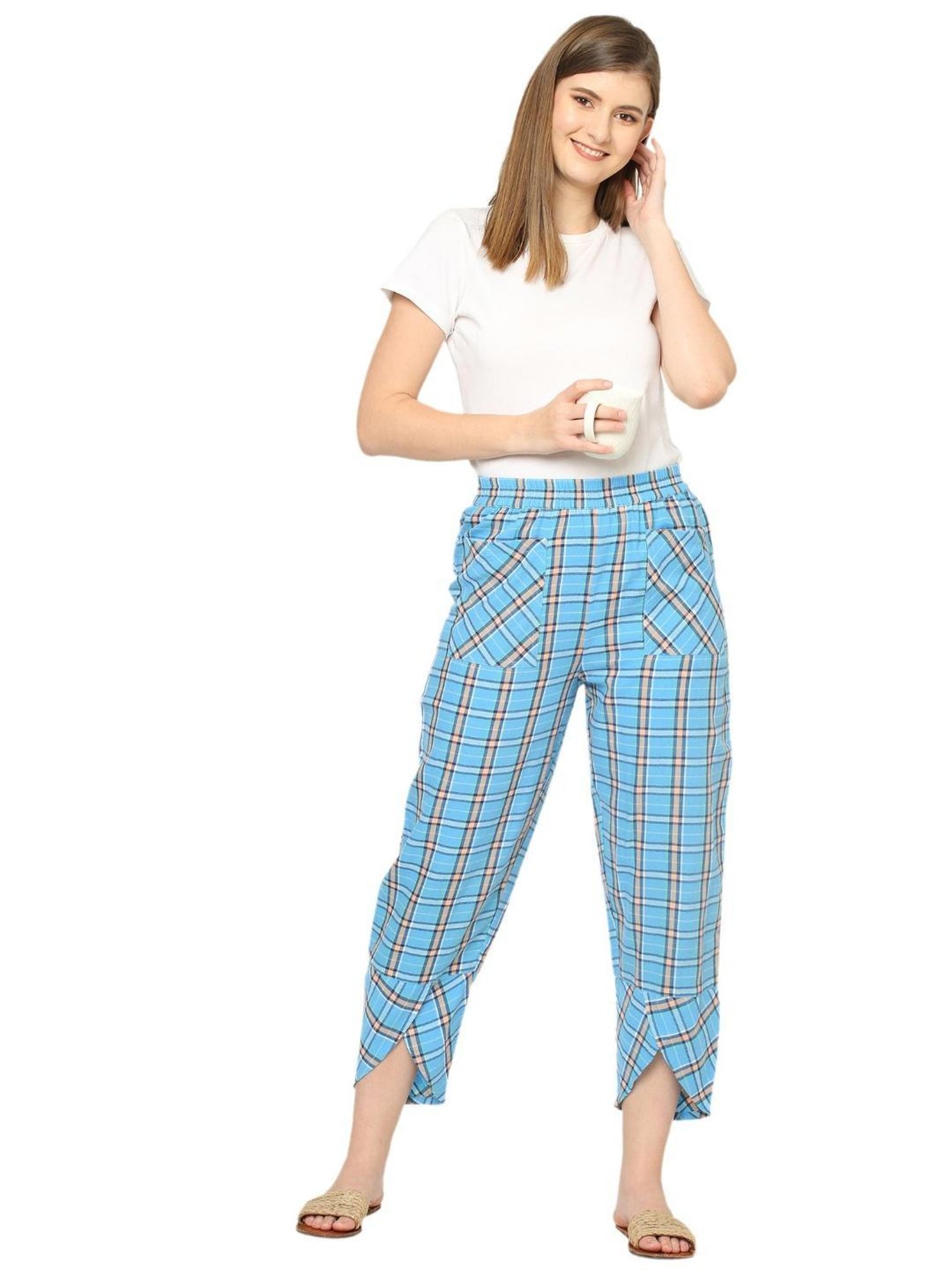 Mystere Paris Blue Checks Lounge Pants