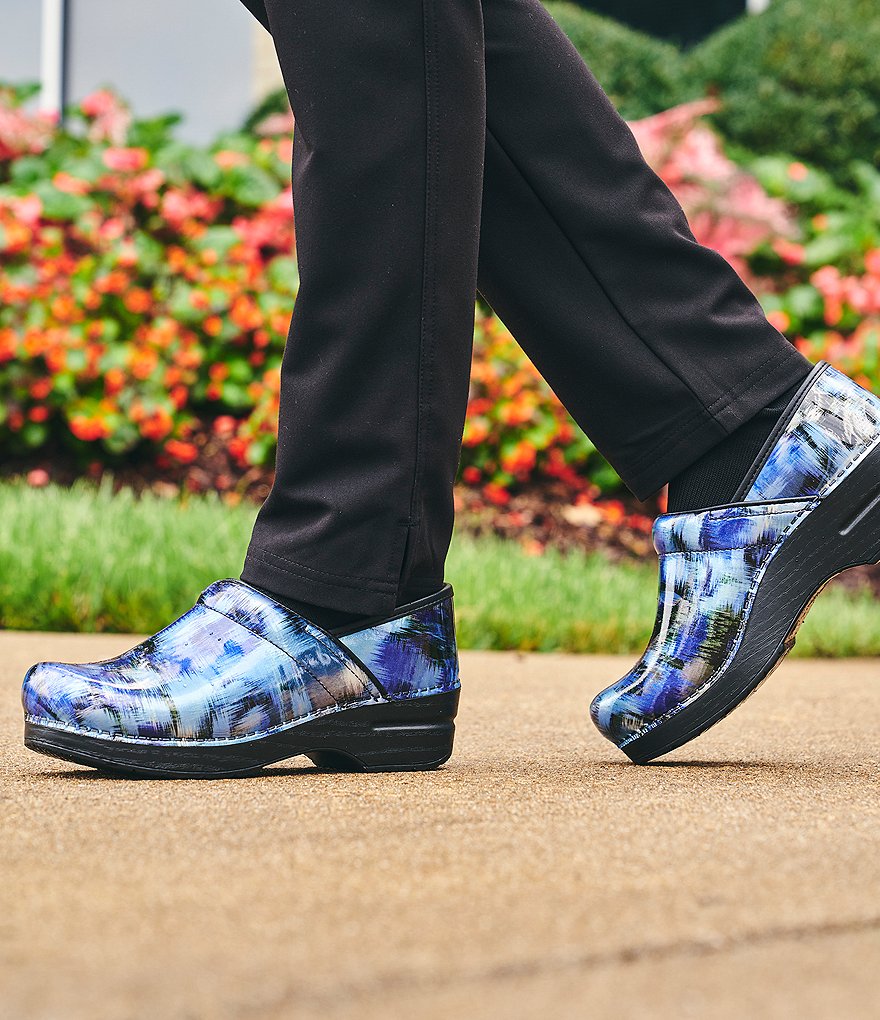 Dansko Professional Blue Brush Leather Clogs