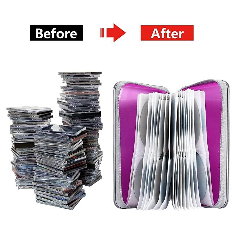 80 Capacity Heavy Duty CDDVD Wallet Binder Storage Case Bag Holder Booklet Purple