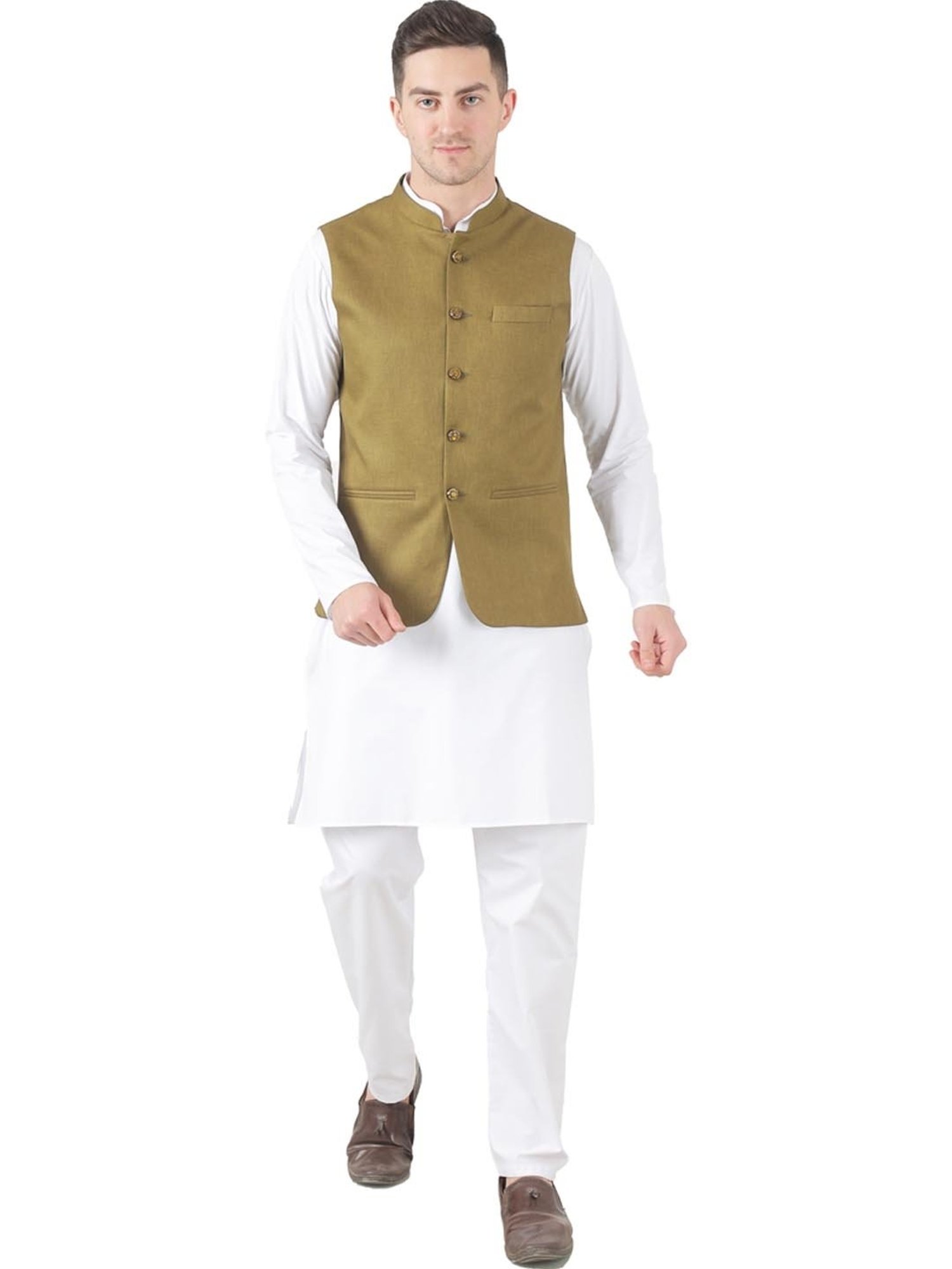 TAHVO Green  Slim Fit Nehru Jacket