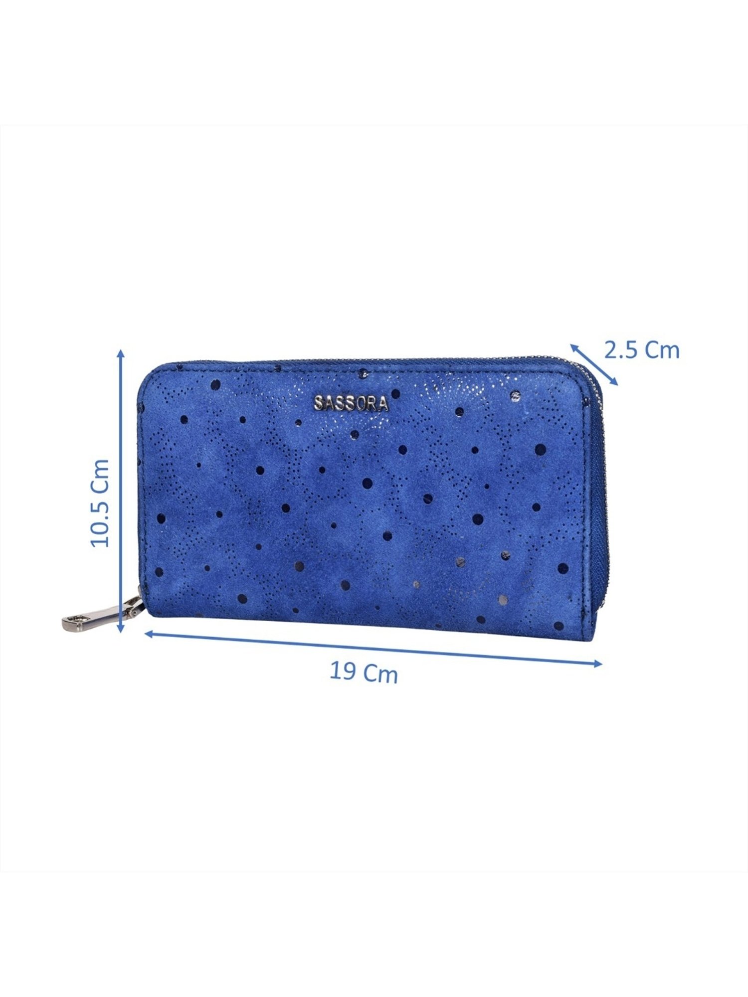 SASSORA LARA Navy Leather Printed Wallet