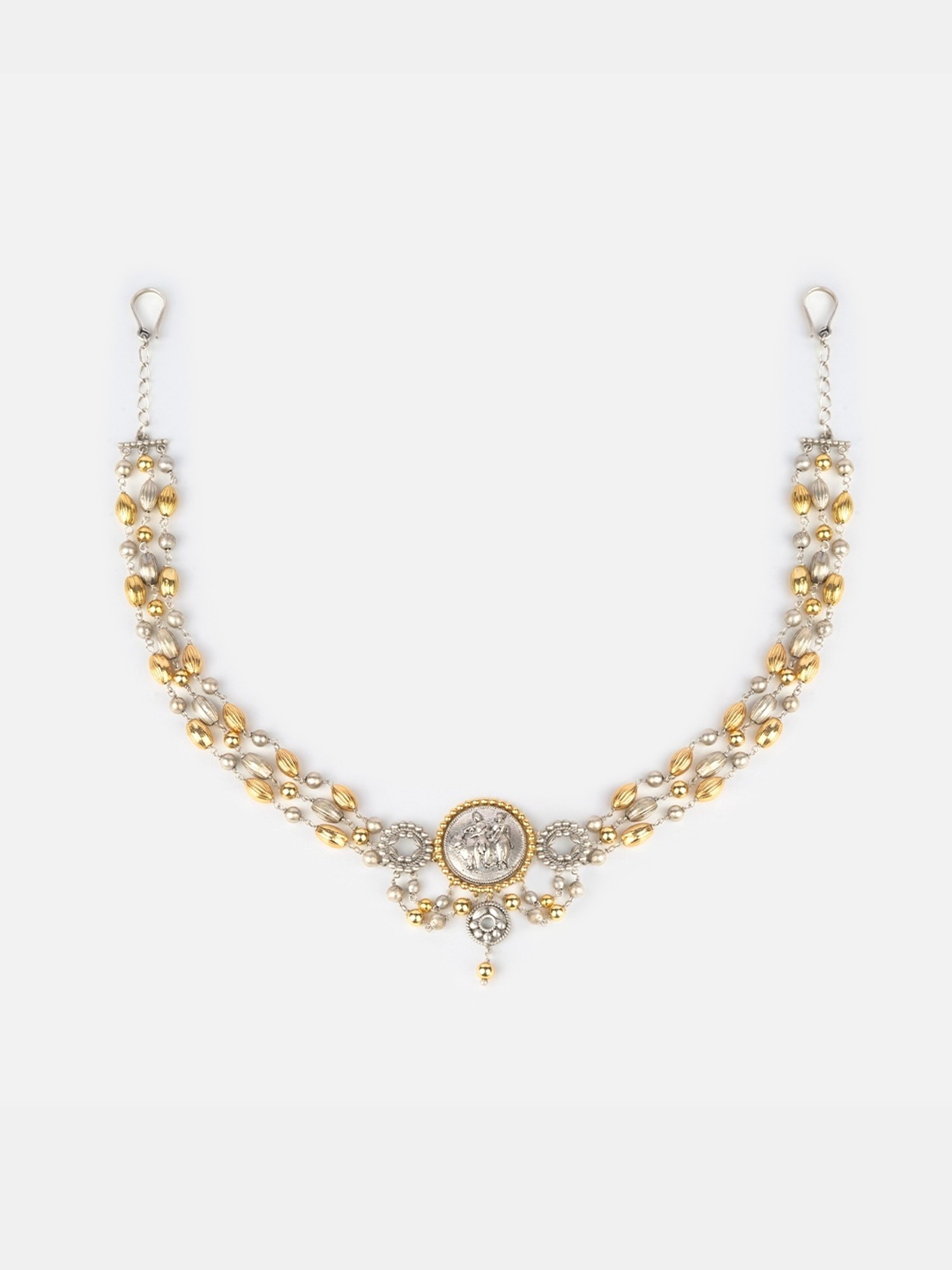 Shaya 92.5 Sterling Silver Dampati Coin Matha Patti Headpiece for Women