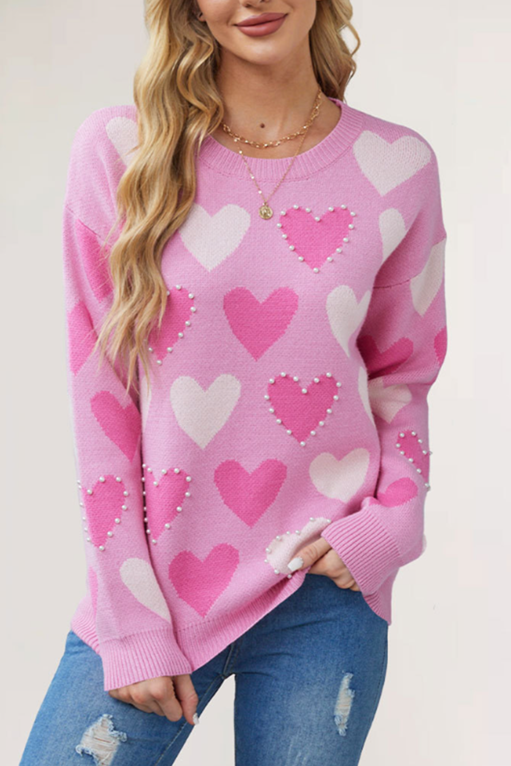 Pink Merry & Bright Pop Up Letter Waffle Knit Sweater