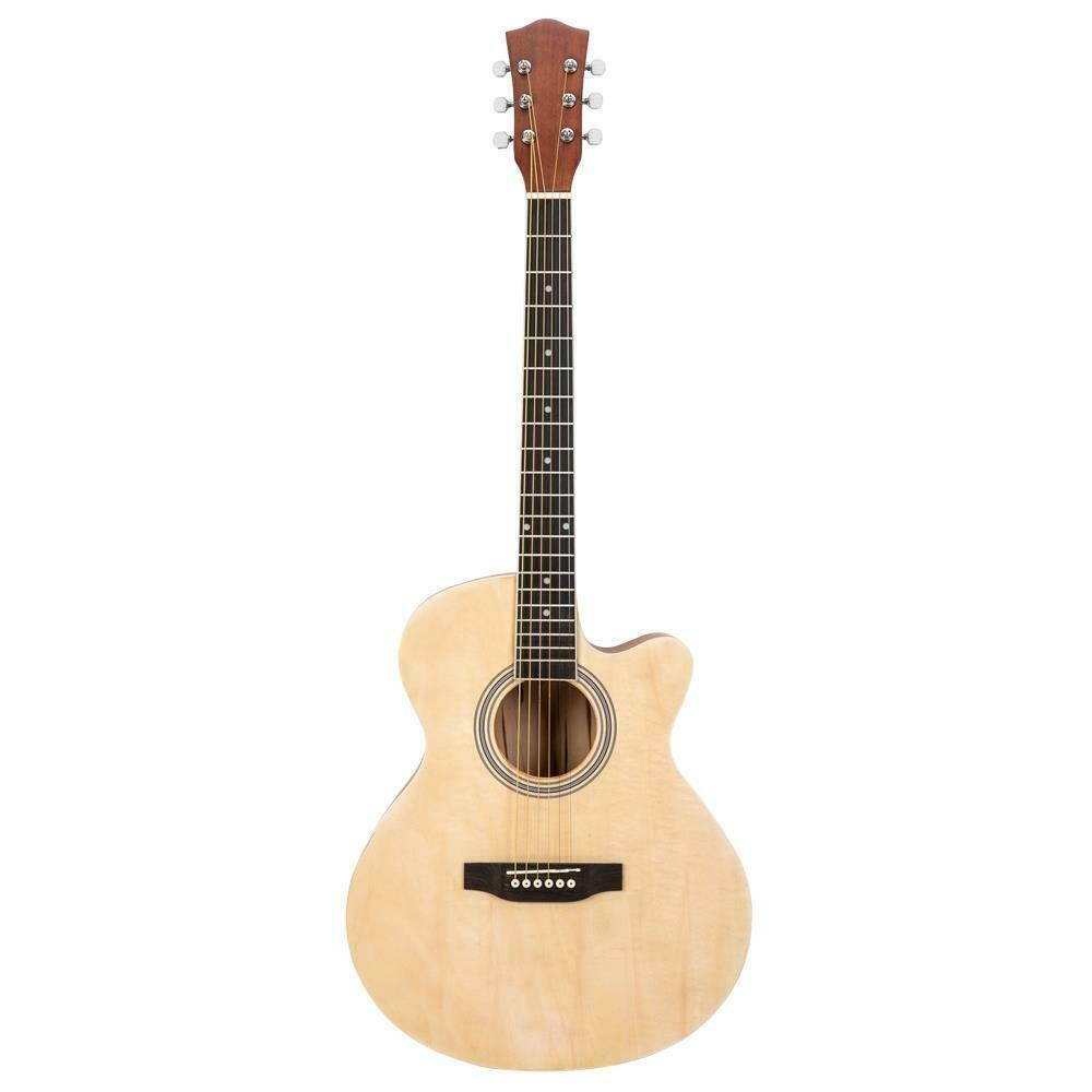 40" Practice Basswood Folk Cutaway Acoustic Guitar BurlywoodBag Tool