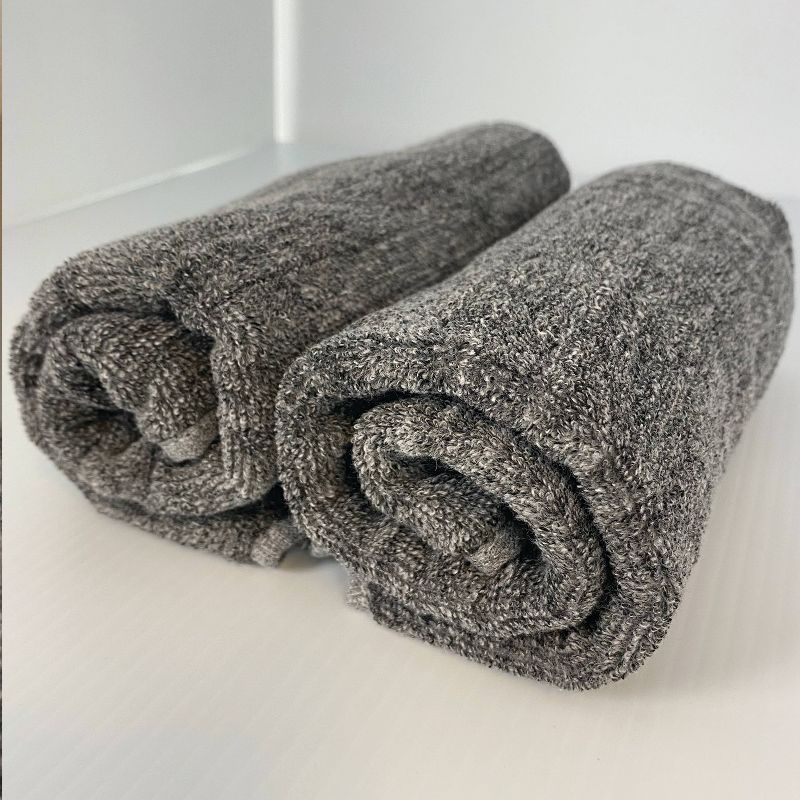 3pc Eco Melange Rayon from Bamboo Cotton Bath Towel Set Charcoal - BedVoyage