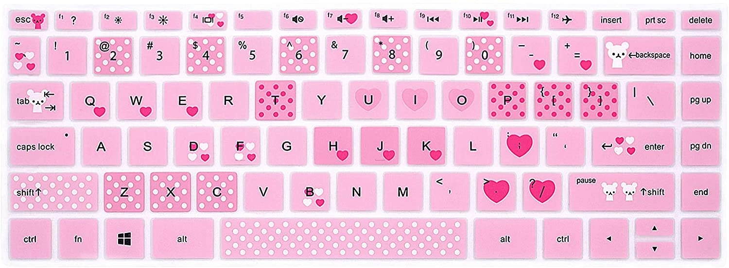 HRH Keyboard Cover for HP 14" Laptop 2020 2019 2018,HP Pavilion x360 14M-BA 14M-CD 14M-DH 14-BA 14-BF 14-cm 14-CF 14-DF 14-DK 14-DS 14-DQ Series 14 Inch Protective Skin (with Squared Keypad),Love bear