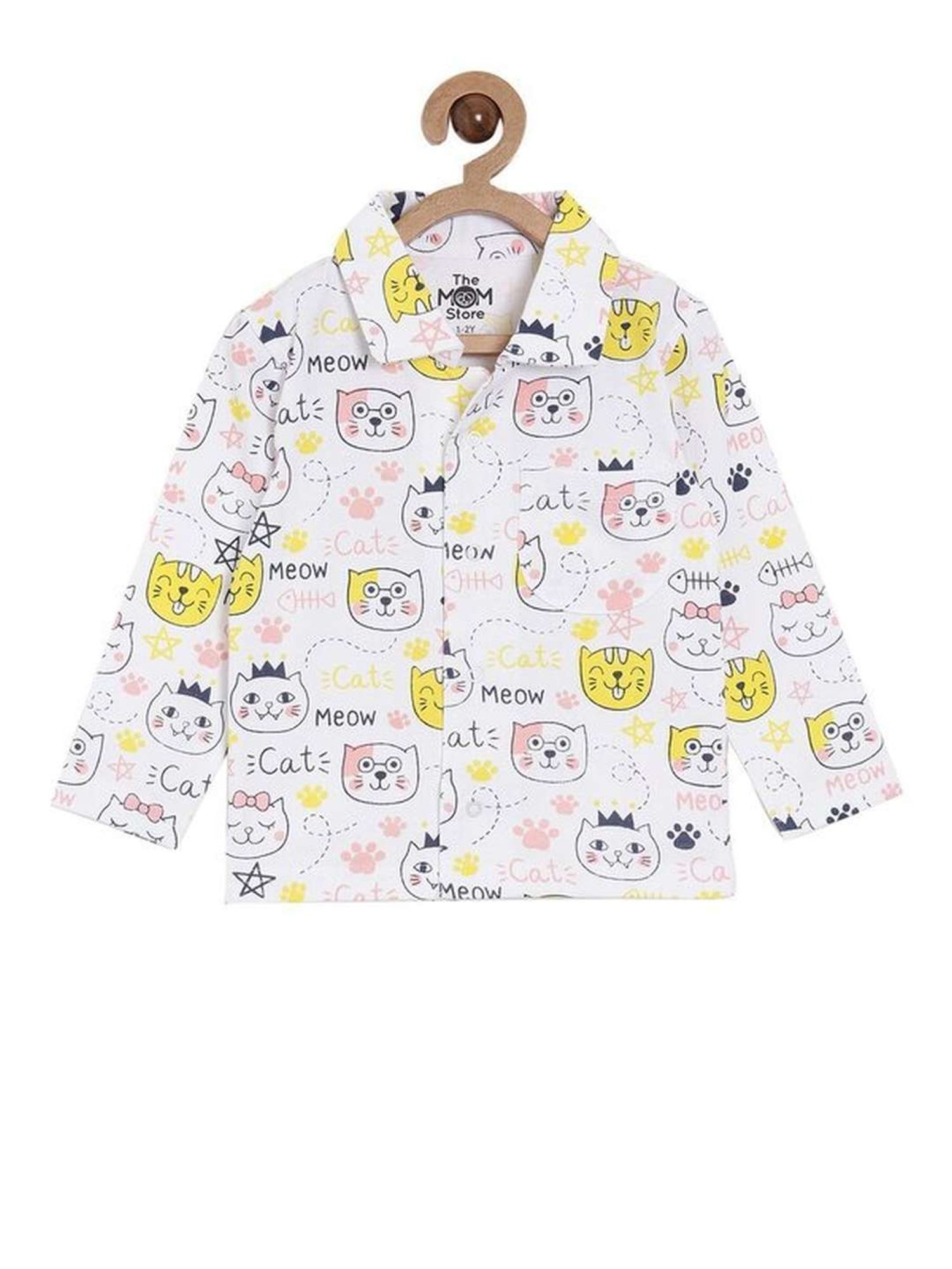 The Mom Store Boys Multicolor Cotton Printed Full Sleeves Shirt Set