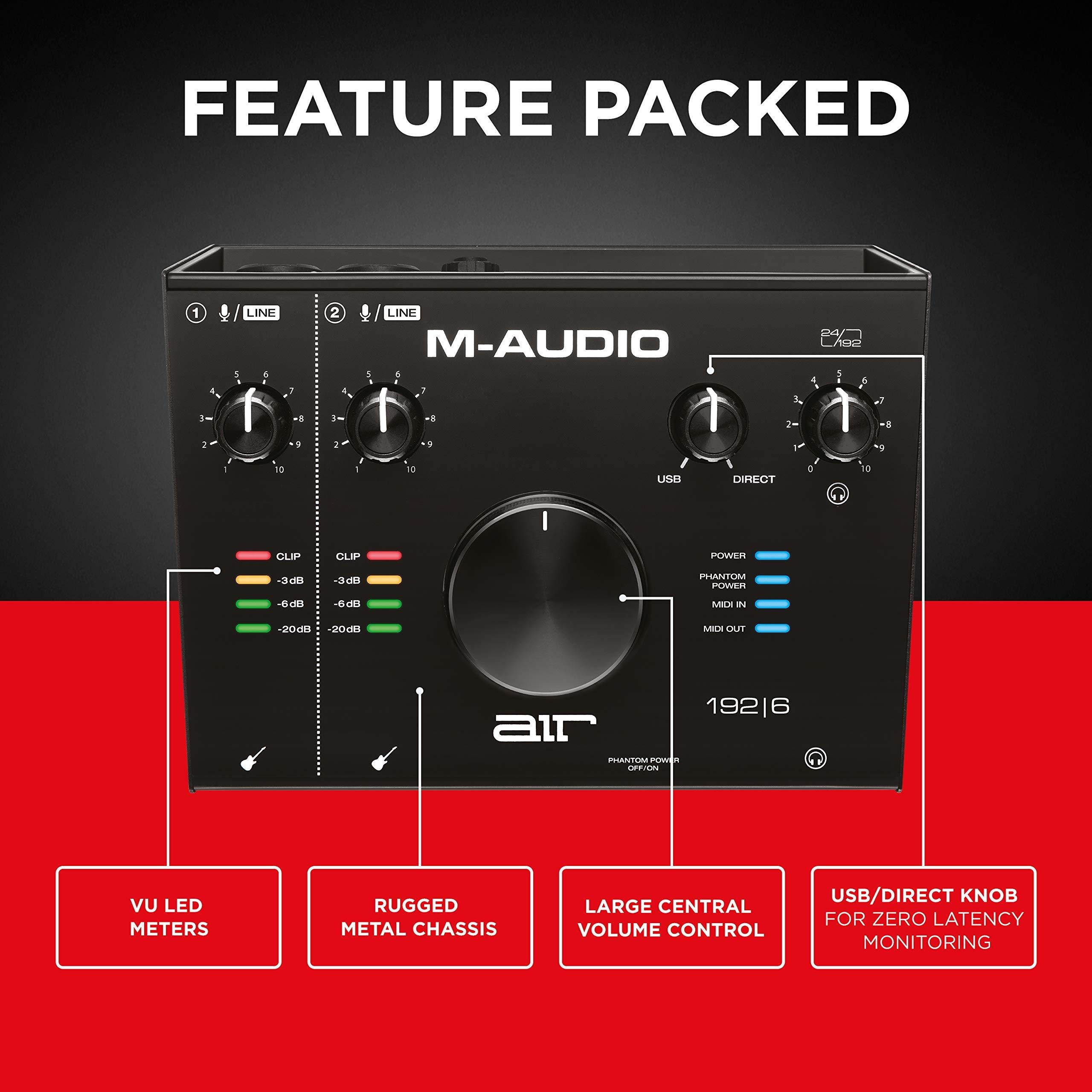 M-Audio AIR 192|6 - 2-In 2-Out USB Audio / MIDI Interface with Recording Software from Pro-Tools & Ableton Live, Plus Studio-Grade FX & Instruments