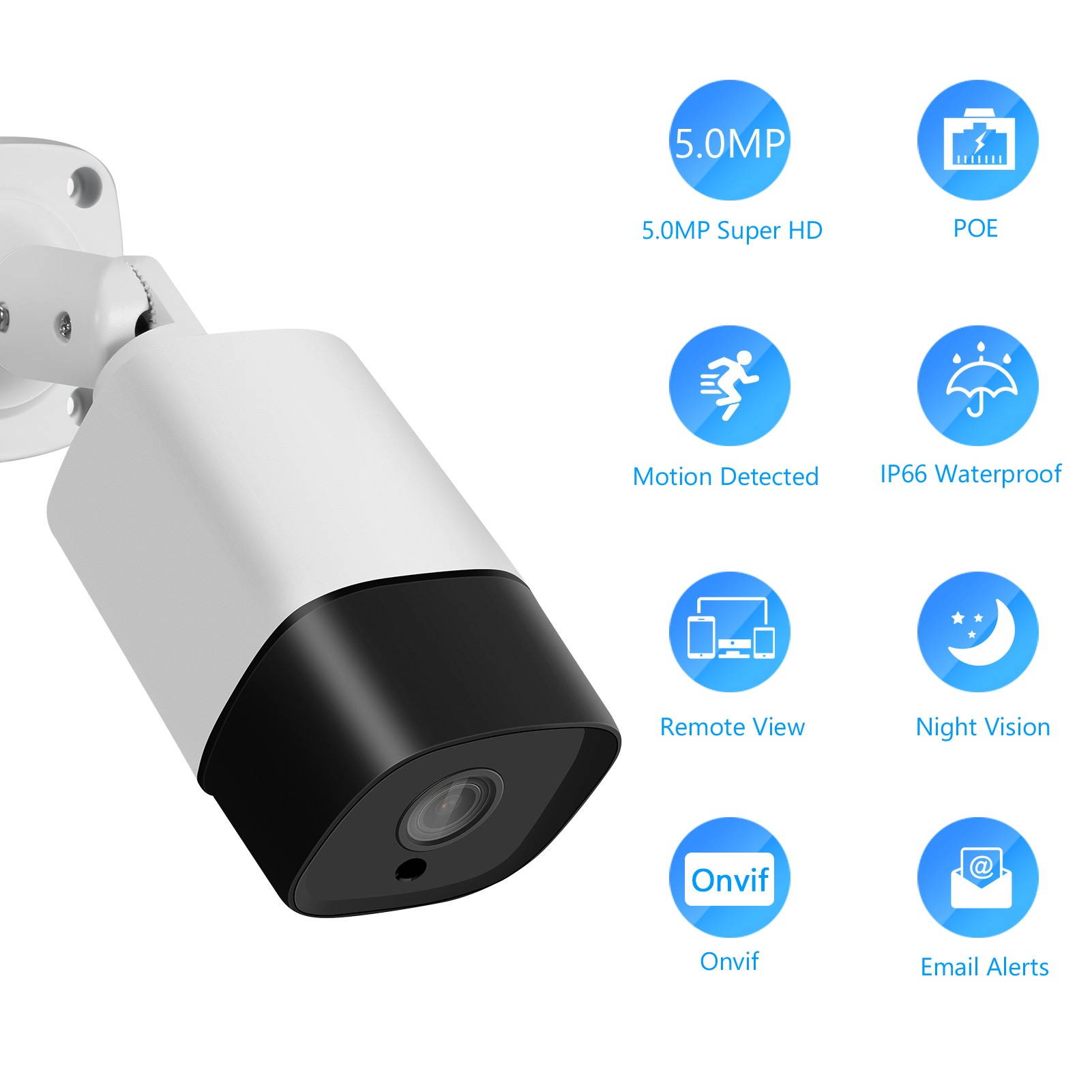 5MP Super HD PoE Camera Outdoor Indoor Security Camera Video Surveillance IR Night Vision Motion Detection Remote Access