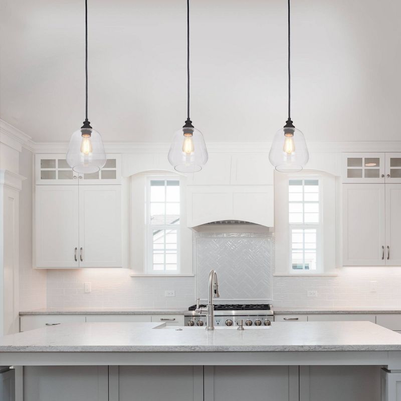 11" 1-Light Pendant with Clear Glass Shade (Includes LED Light Bulb) Brown - Cresswell Lighting