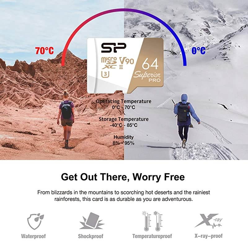 Power 64GB RW up to 290 160MBs Superior Pro Micro SDXC UHSII U3 V90 8K High Speed MicroSD Card with Adapter Compatible with GoPro 7 GoPro 8