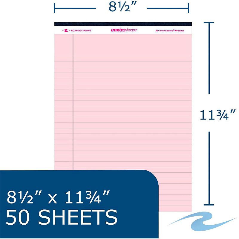 Enviroshades Legal Pads, 8-1/2 x 11 Inches, Pink, 50 Sheets, pk of 12