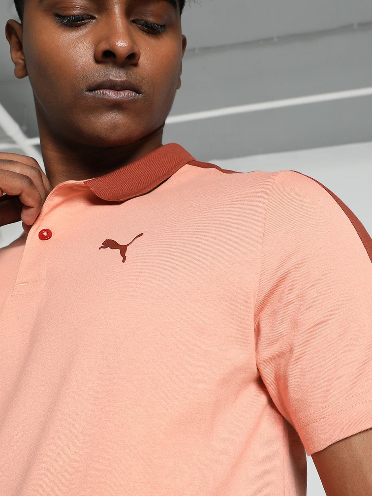 Puma Pink Cotton Regular Fit Polo T-Shirt