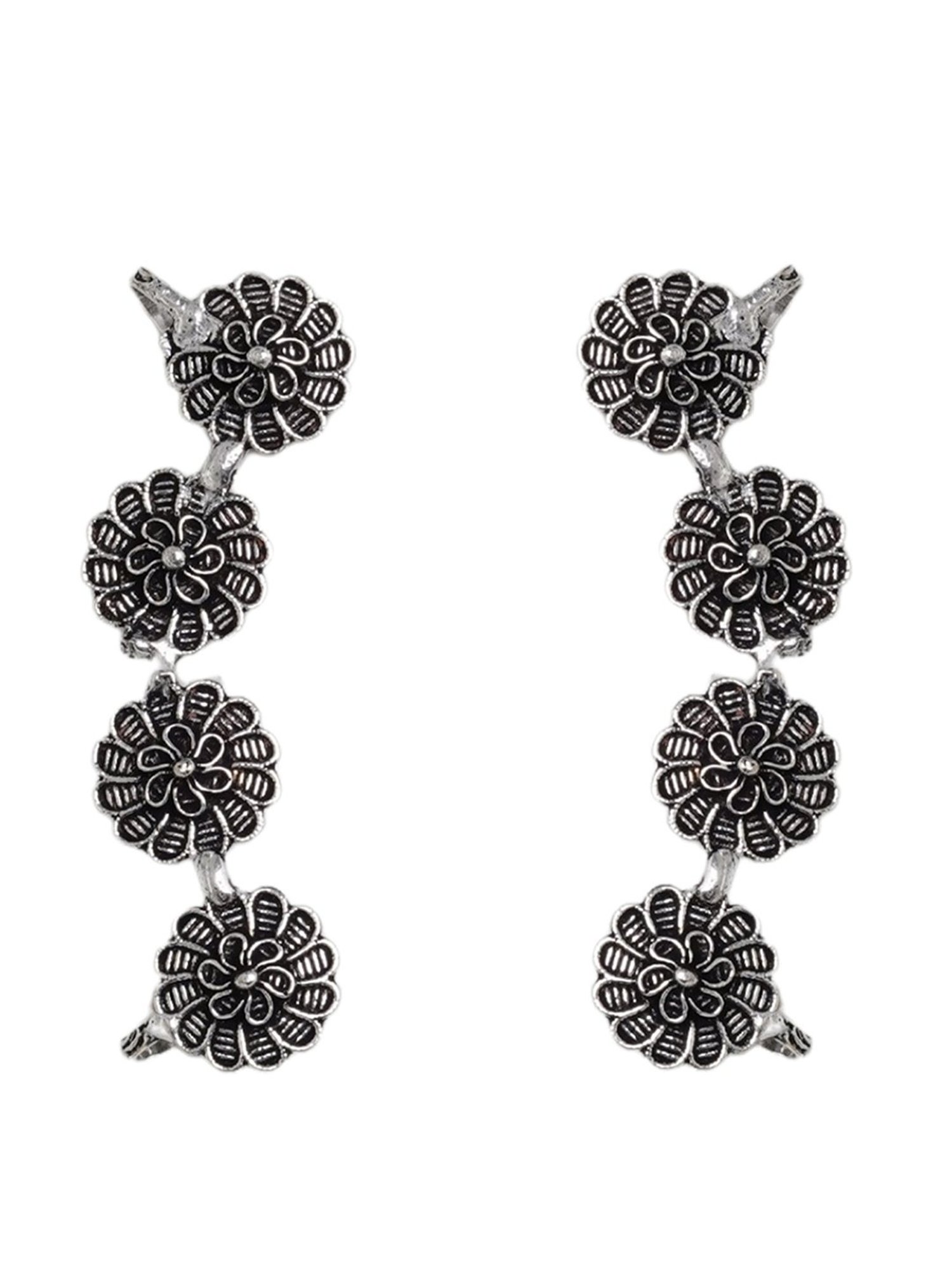 Teejh Ethnic Rashtri Silver Oxidized Ear Cuff Earrings
