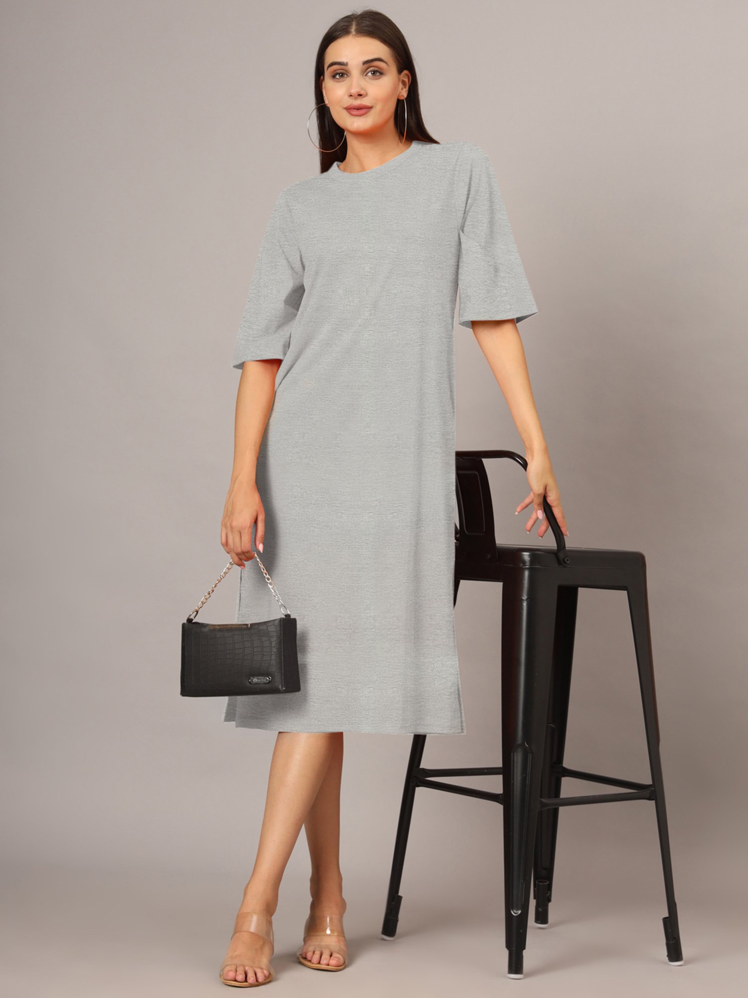 BRINNS Grey Melange Midi Dress
