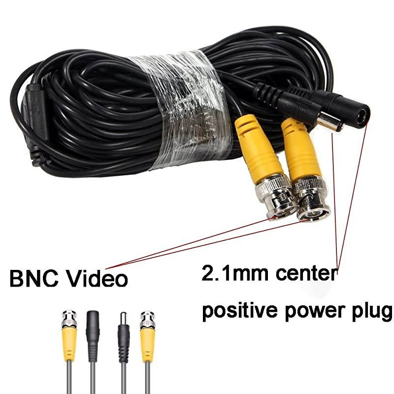4 Pack 50 feet Security Camera Video Power Cable PreMade AllinOne BNC RCA Extension Cable Surveillance DVR CCTV System Cord Wire