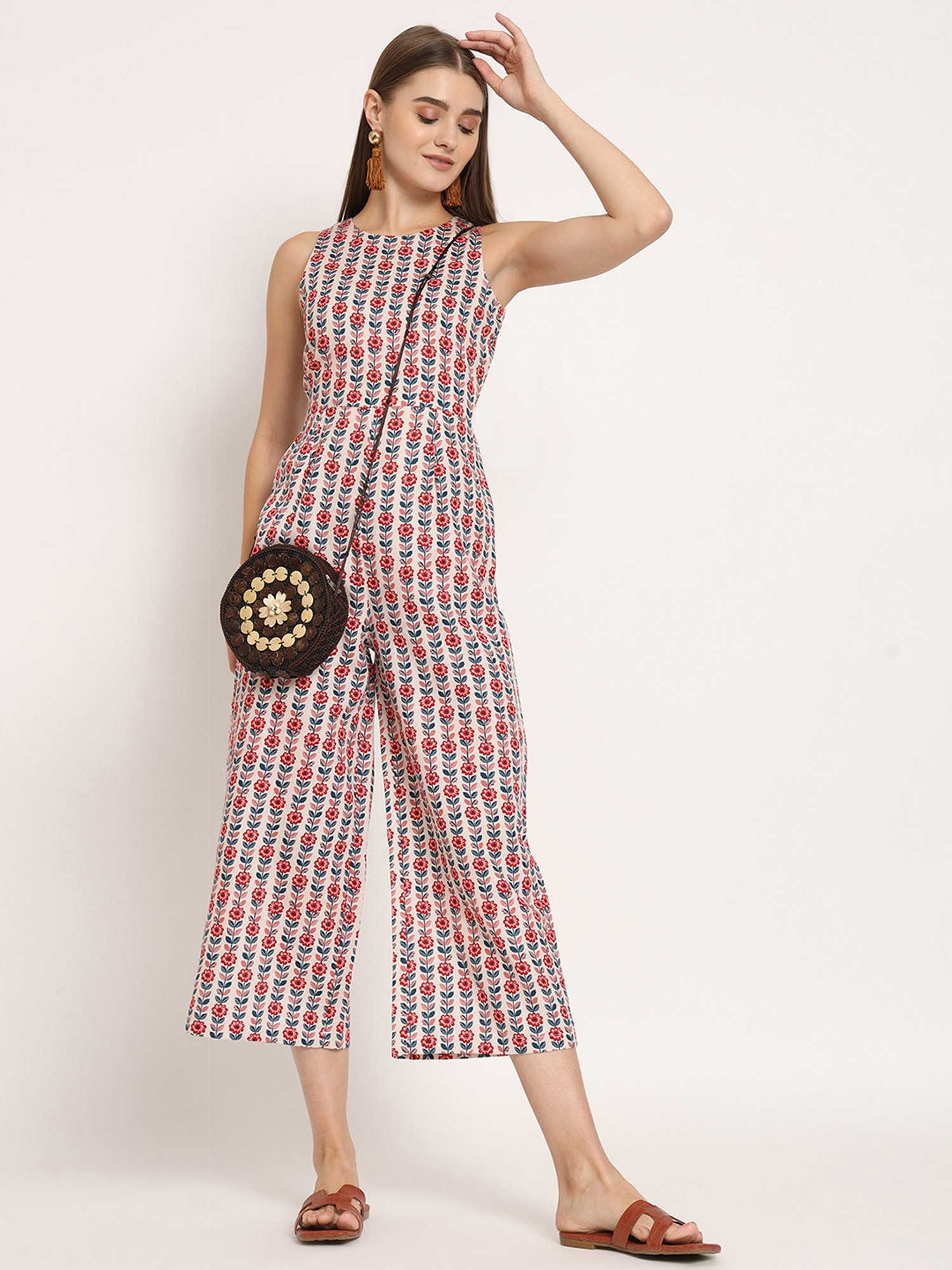 Moomaya Multicolor Floral Print Jumpsuit