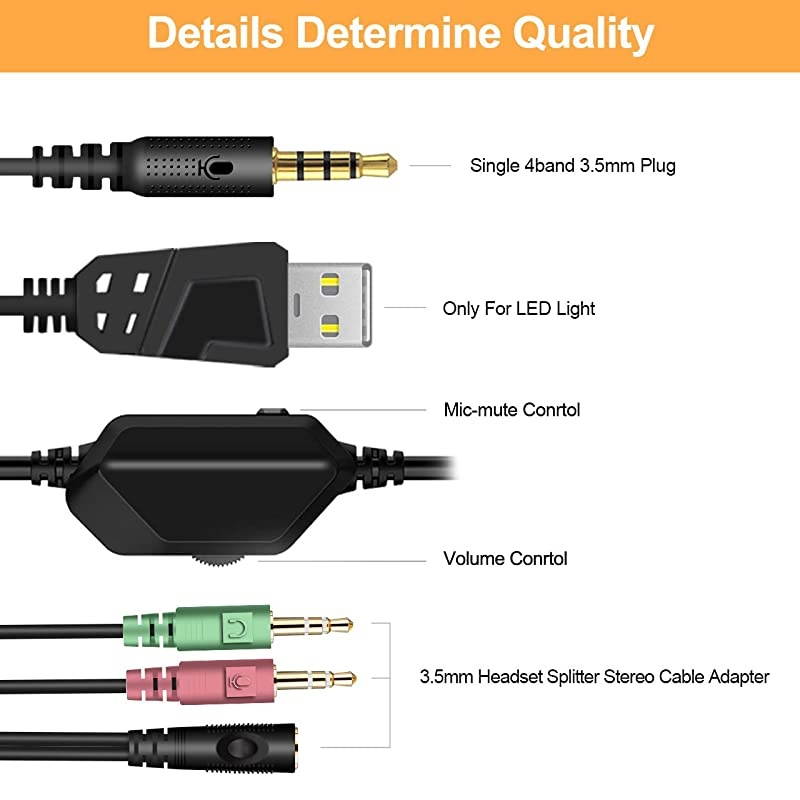 Stereo Gaming Headset for PS4, Xbox One Headset, Lightweight Noise Cancelling Over Ear PC PS5 Gaming Headphones with Anti-Noise Mic, 50mm Drivers, Surround Sound, Soft Memory Earmuffs