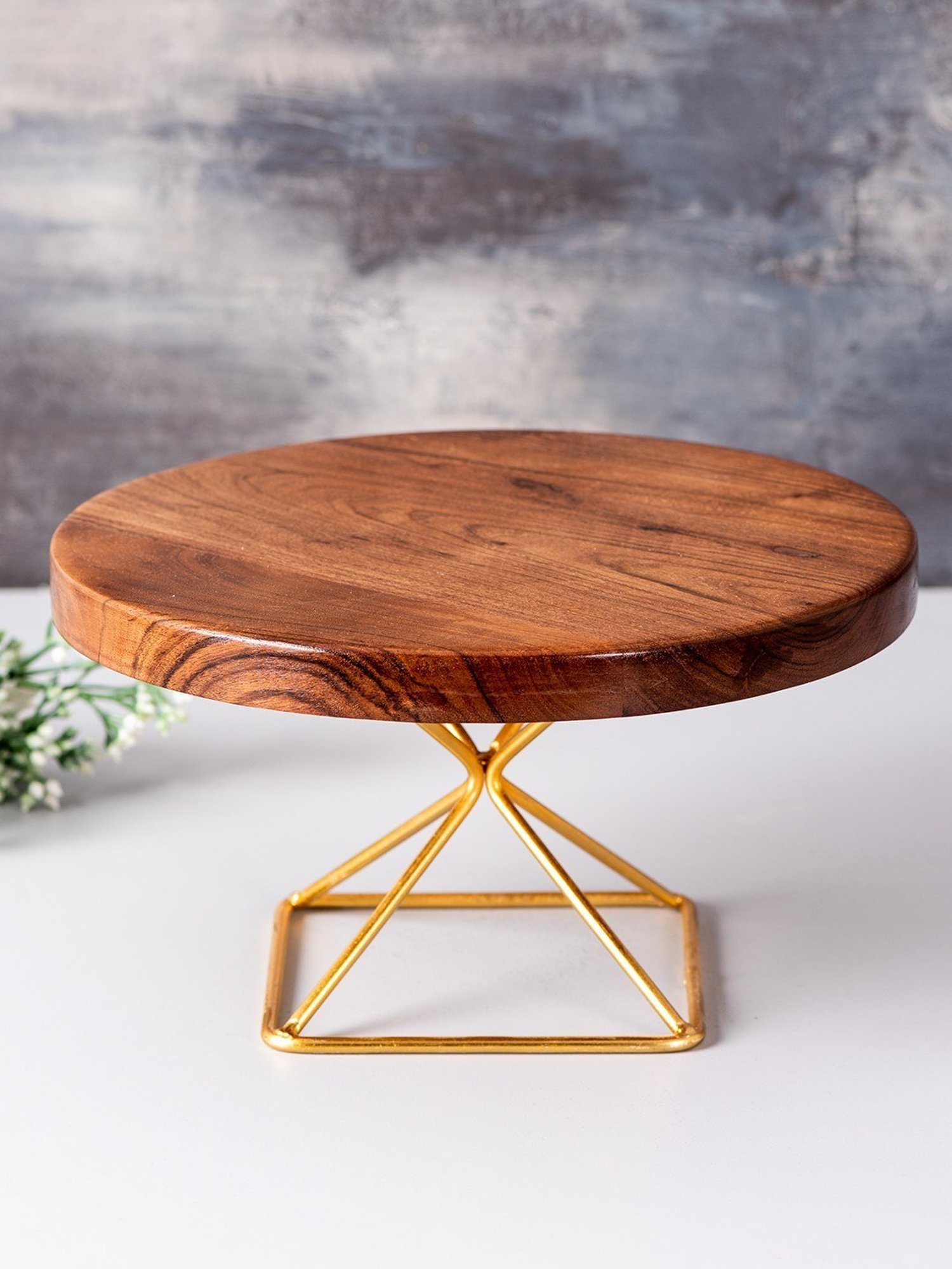 India Circus Color Bordered Blue Bone China Cake Stand