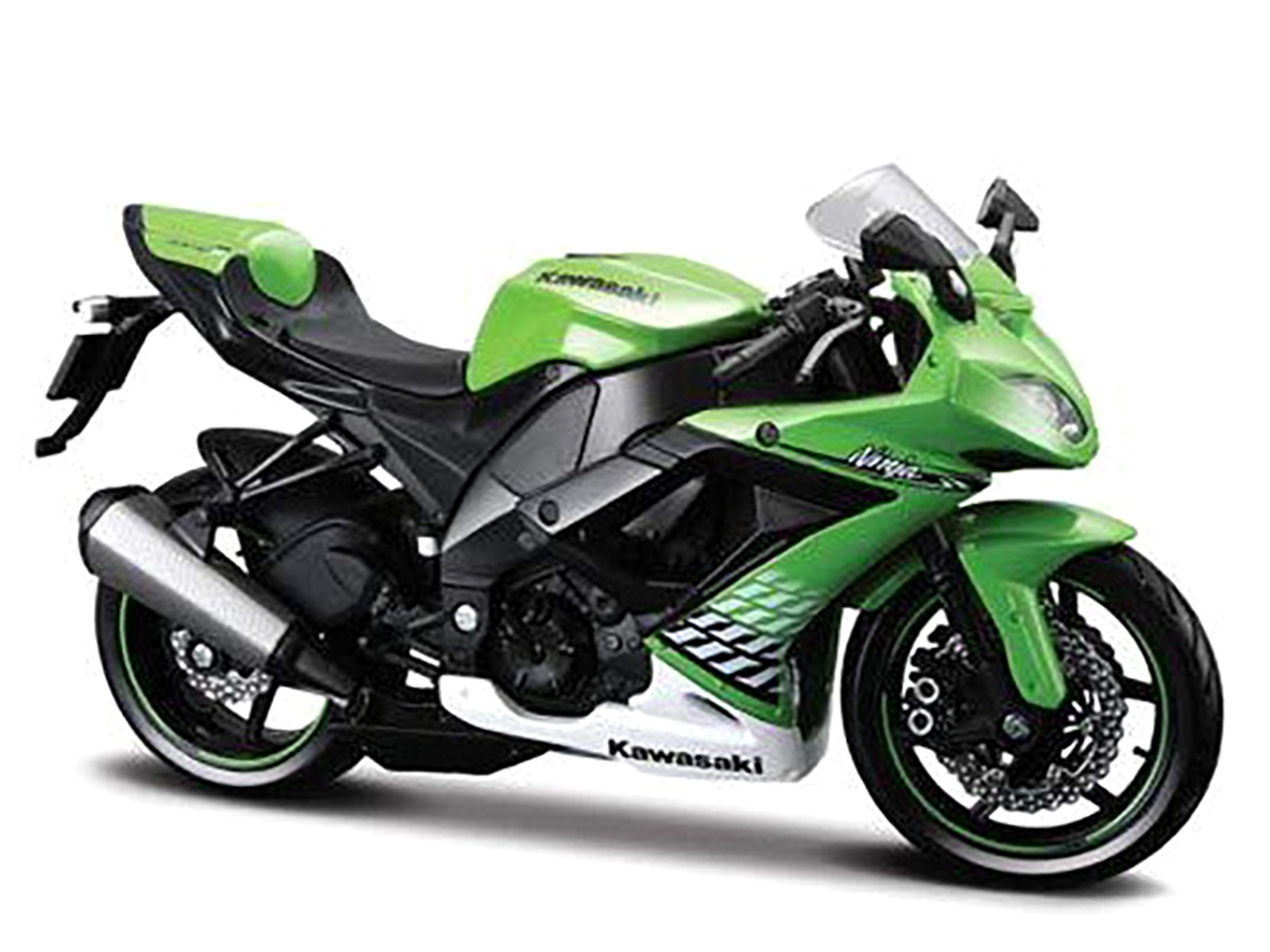 2010 Kawasaki Ninja ZX-10R Green with Plastic Display Stand 1/12 Diecast Motorcycle Model by Maisto