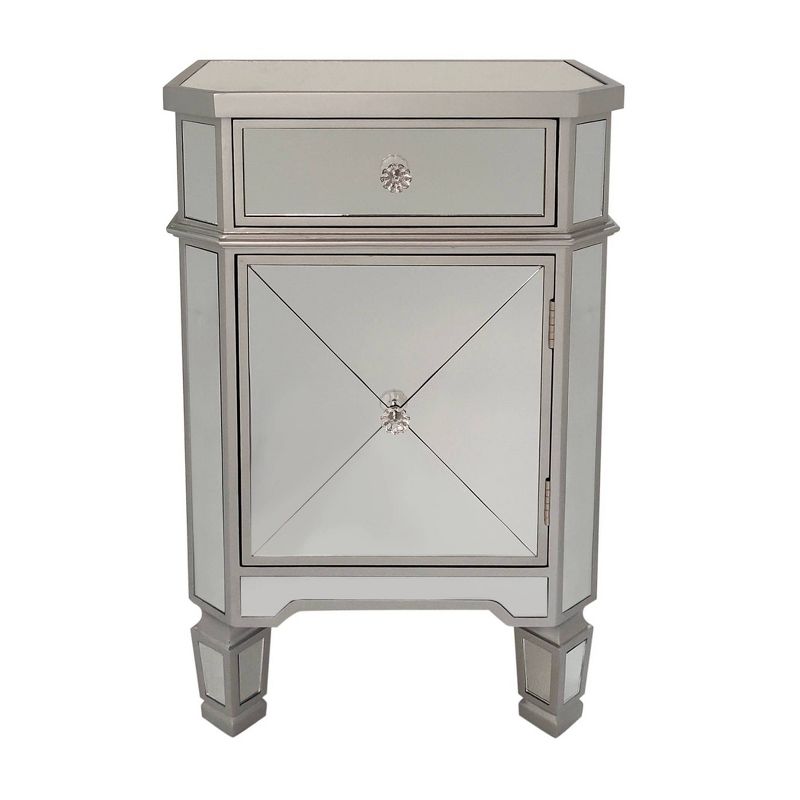 Single Drawer Mirrored Accent Cabinet Silver/Clear - The Urban Port