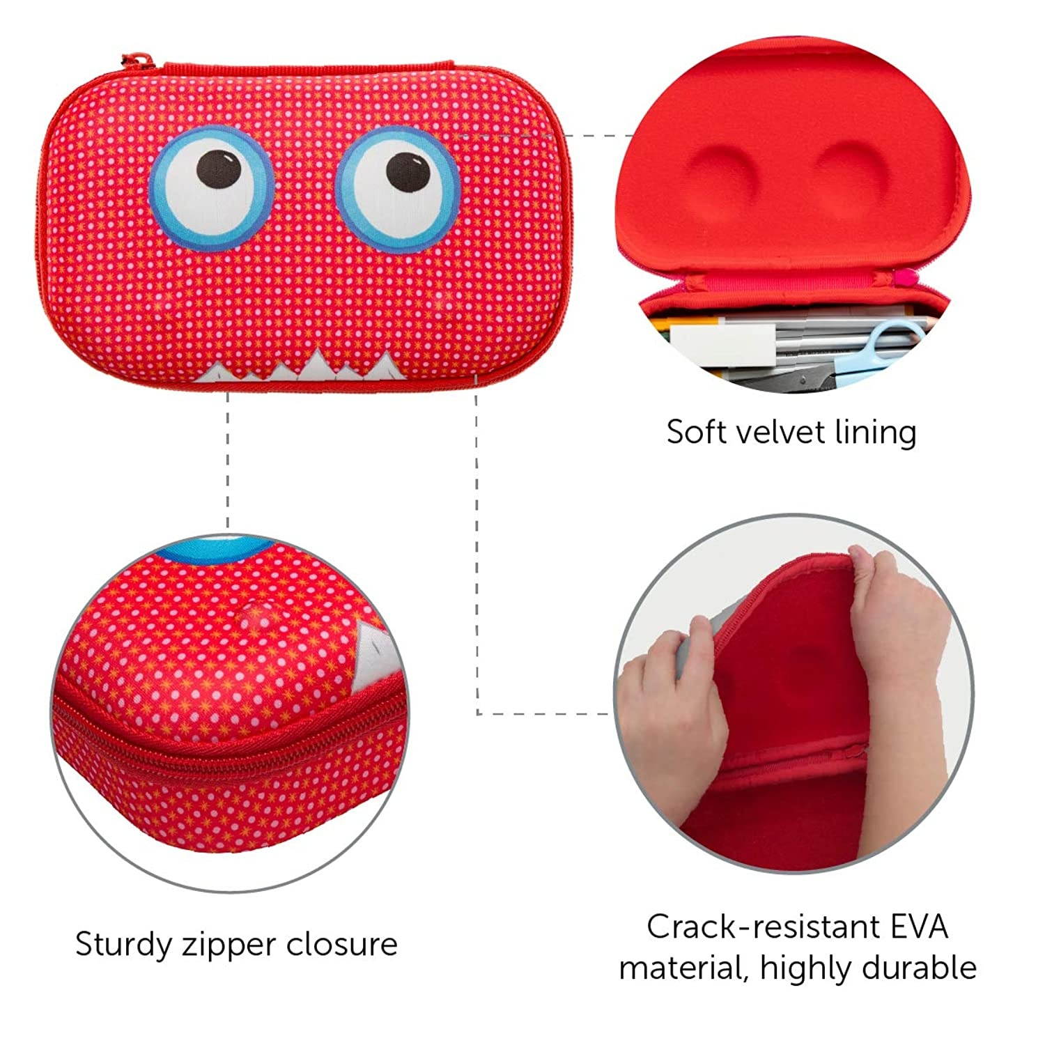 ZIPIT Beast Pencil Case/Pencil Box/Storage Box, Red